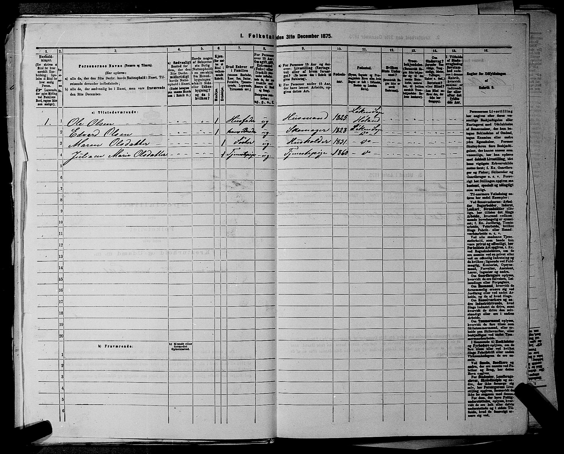 RA, 1875 census for 0221P Høland, 1875, p. 422