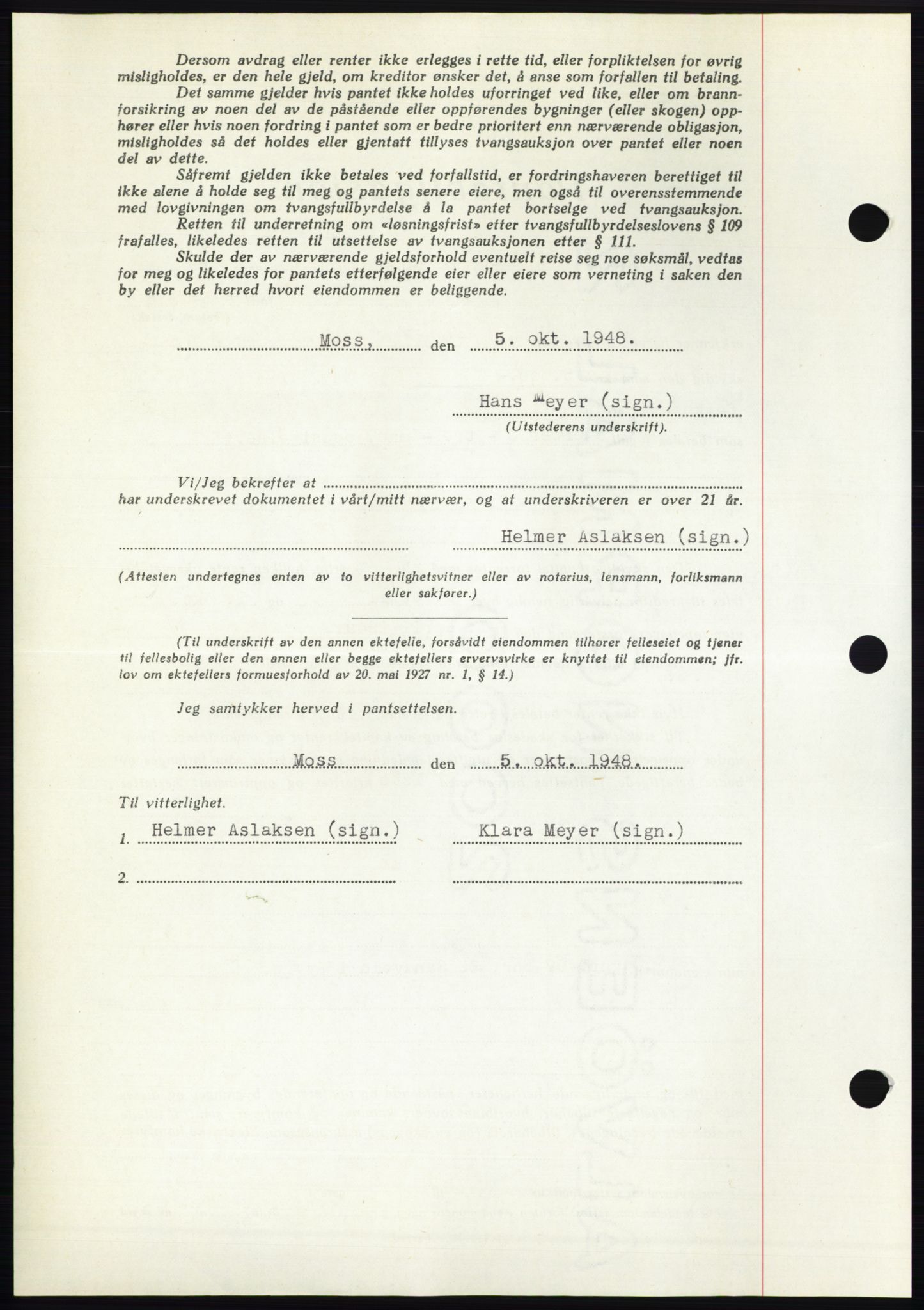 Moss sorenskriveri, AV/SAO-A-10168: Mortgage book no. B20, 1948-1948, Diary no: : 2666/1948