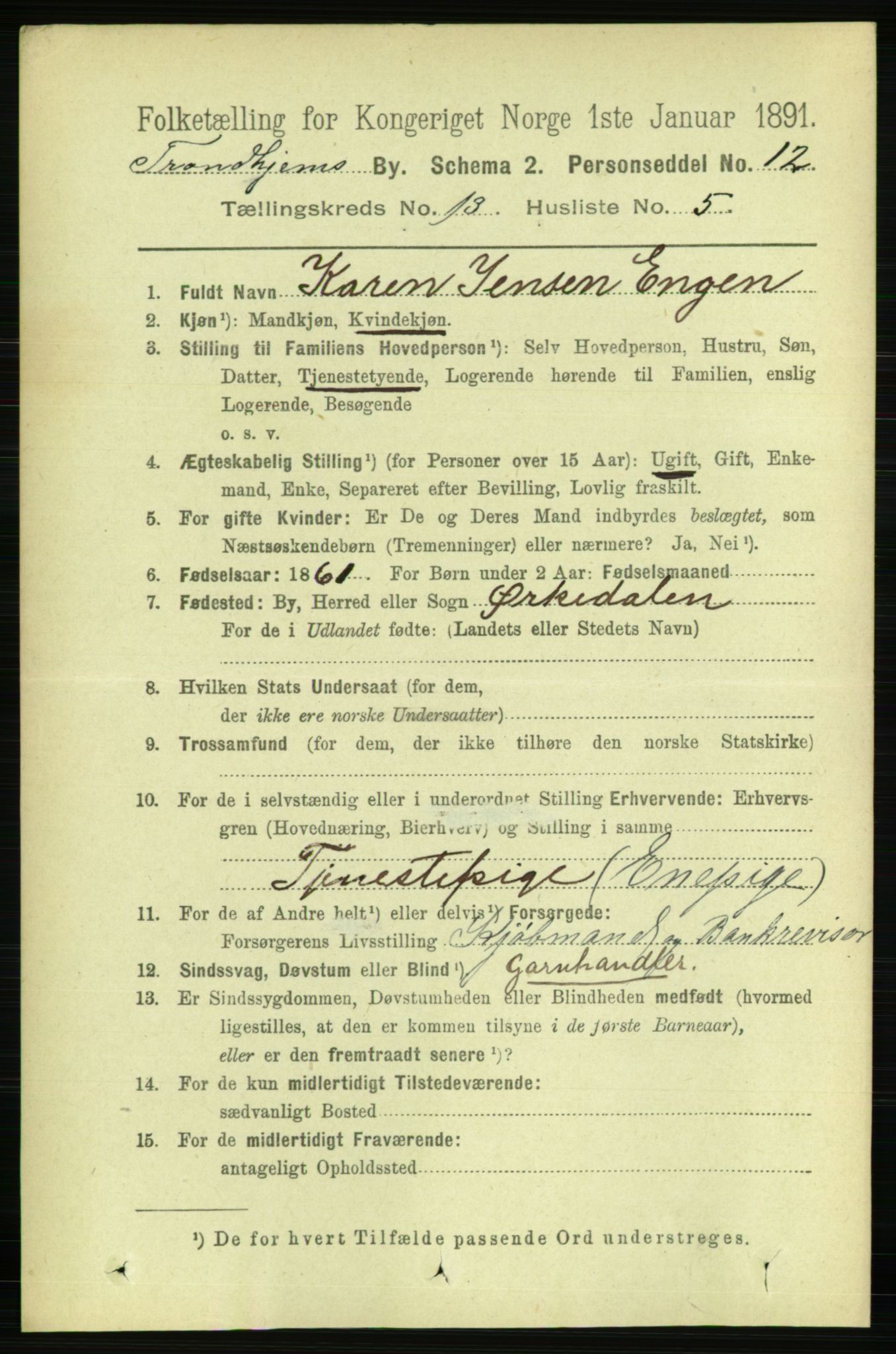 RA, 1891 census for 1601 Trondheim, 1891, p. 10270