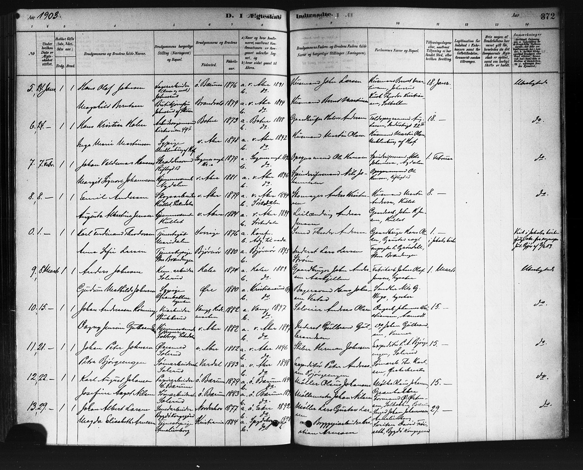 Vestre Aker prestekontor Kirkebøker, AV/SAO-A-10025/F/Fa/L0008: Parish register (official) no. 8, 1878-1903, p. 372