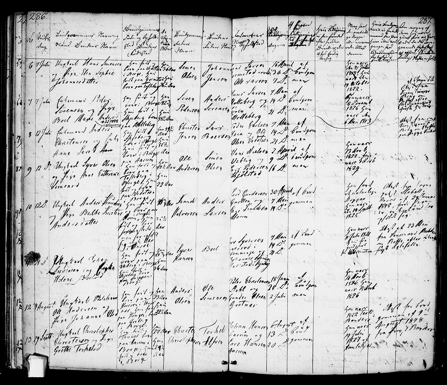 Borge prestekontor Kirkebøker, AV/SAO-A-10903/F/Fa/L0004: Parish register (official) no. I 4, 1836-1848, p. 286-287