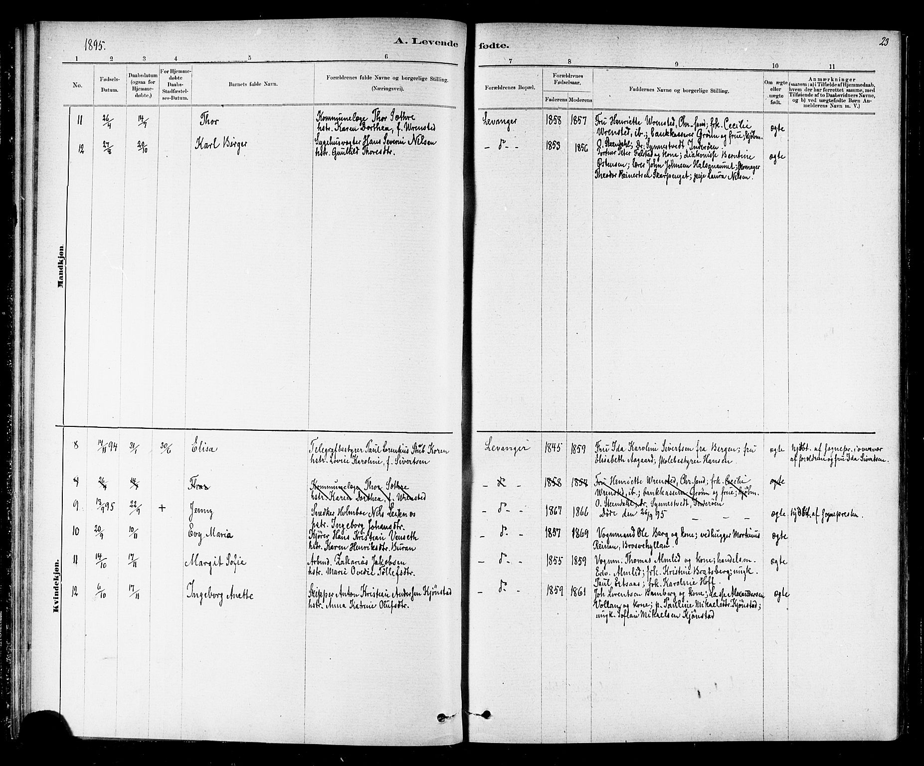 Ministerialprotokoller, klokkerbøker og fødselsregistre - Nord-Trøndelag, SAT/A-1458/720/L0192: Parish register (copy) no. 720C01, 1880-1917, p. 23
