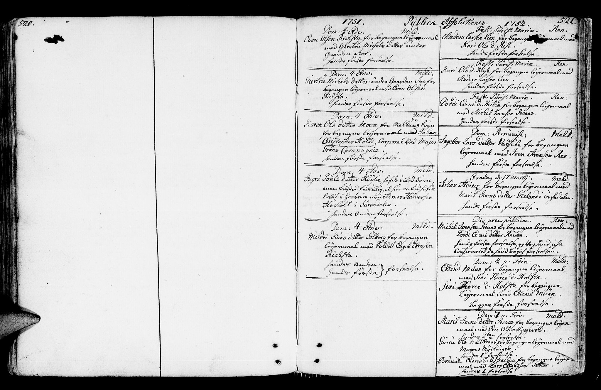 Ministerialprotokoller, klokkerbøker og fødselsregistre - Sør-Trøndelag, SAT/A-1456/672/L0851: Parish register (official) no. 672A04, 1751-1775, p. 520-521