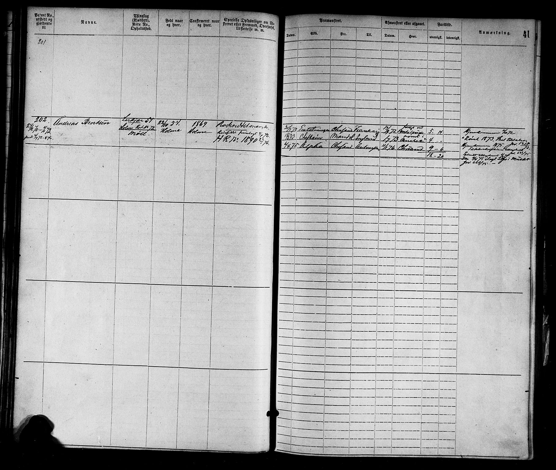 Mandal mønstringskrets, SAK/2031-0016/F/Fa/L0001: Annotasjonsrulle nr 1-1920 med register, L-3, 1869-1881, p. 69