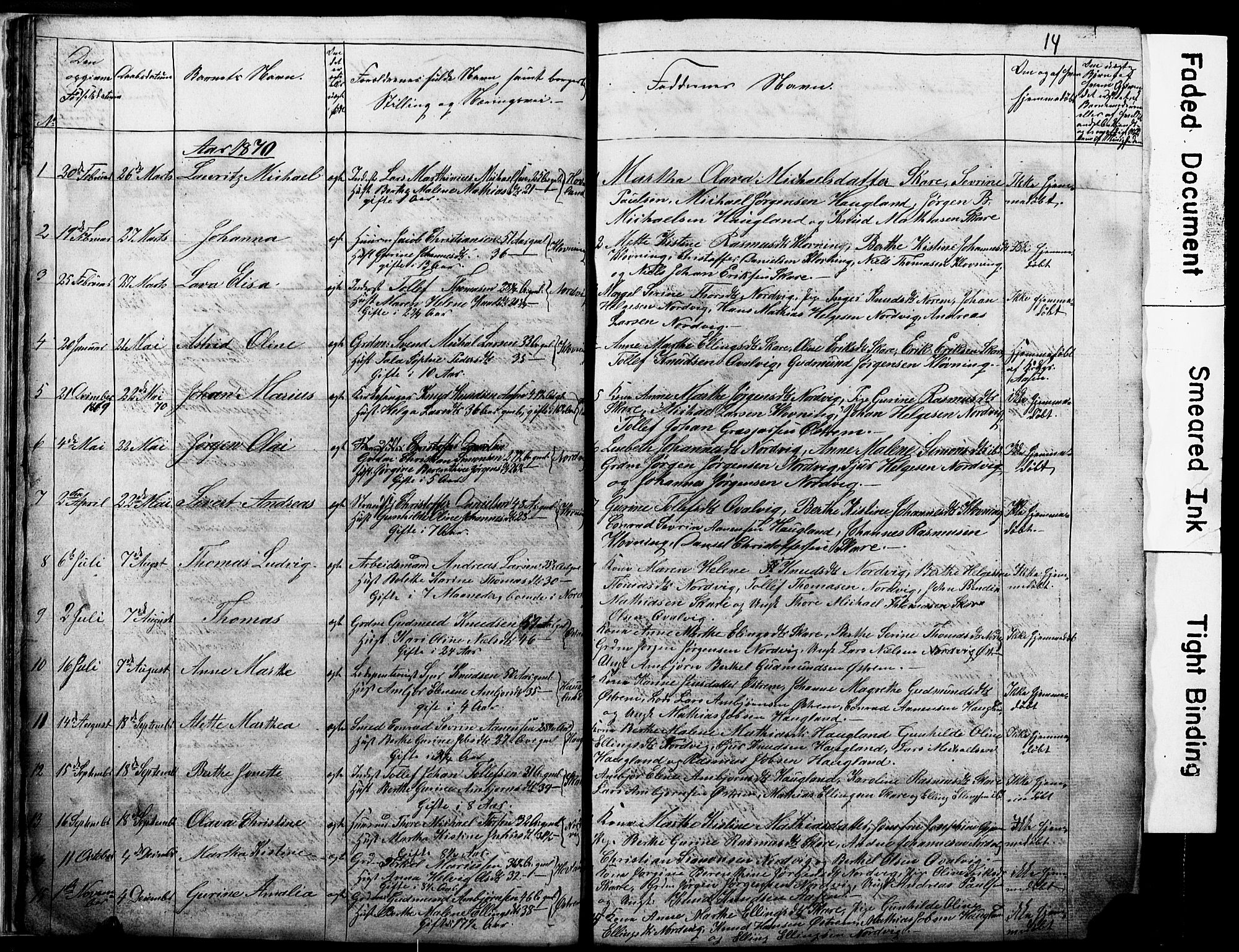 Torvastad sokneprestkontor, SAST/A -101857/H/Ha/Hab/L0005: Parish register (copy) no. B 5, 1857-1908, p. 14
