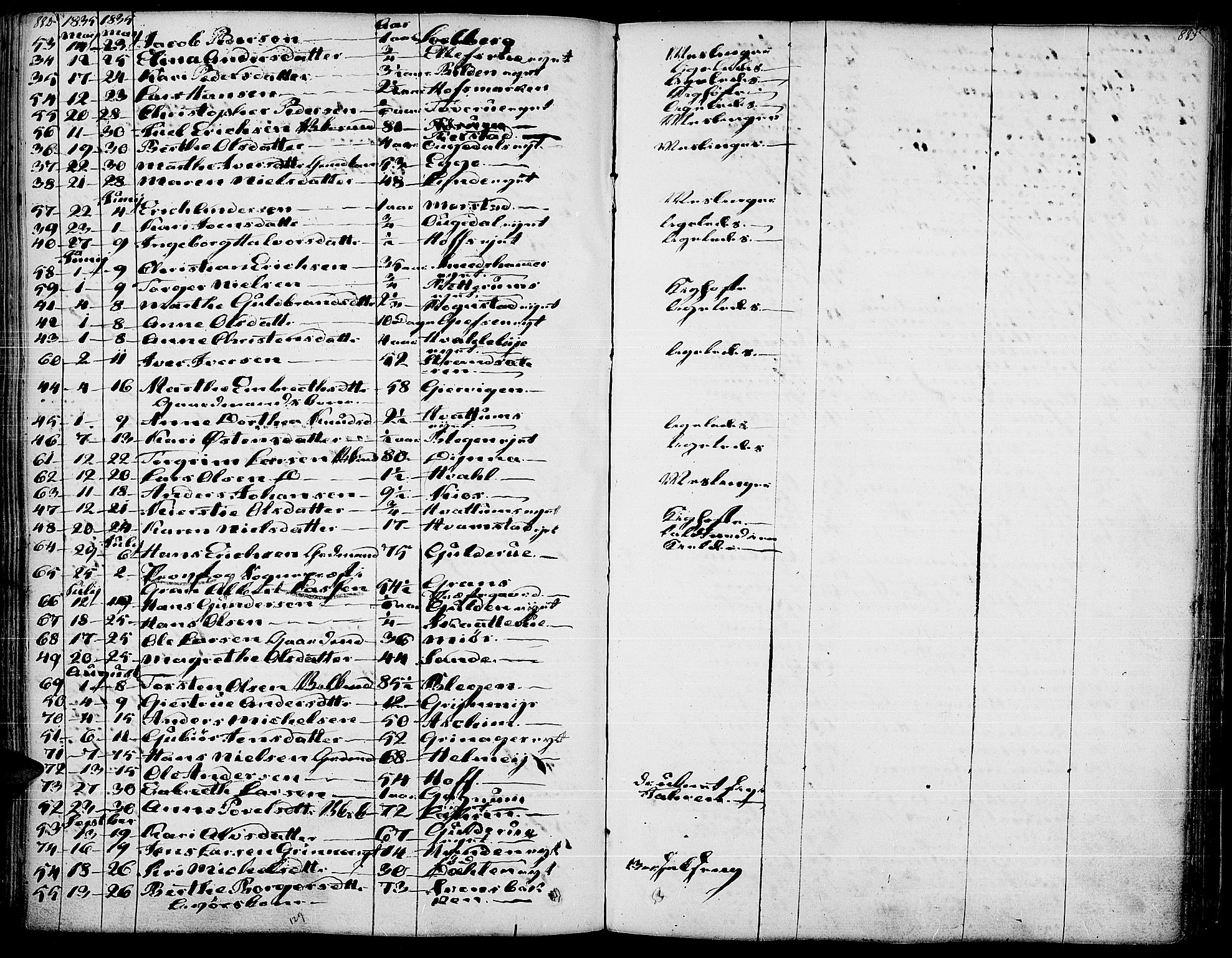 Gran prestekontor, AV/SAH-PREST-112/H/Ha/Haa/L0010: Parish register (official) no. 10, 1824-1842, p. 882-883