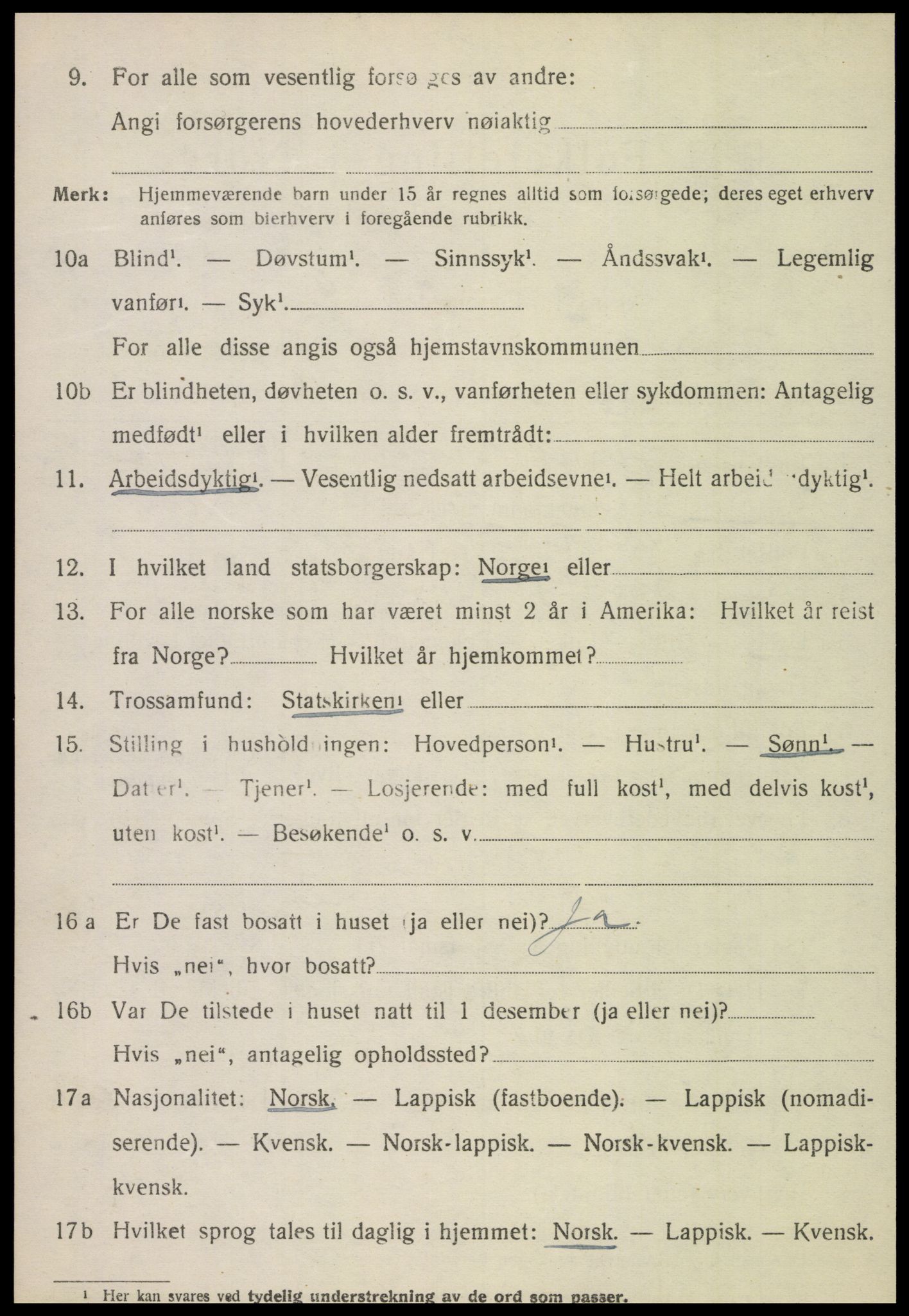 SAT, 1920 census for Vikna, 1920, p. 6456