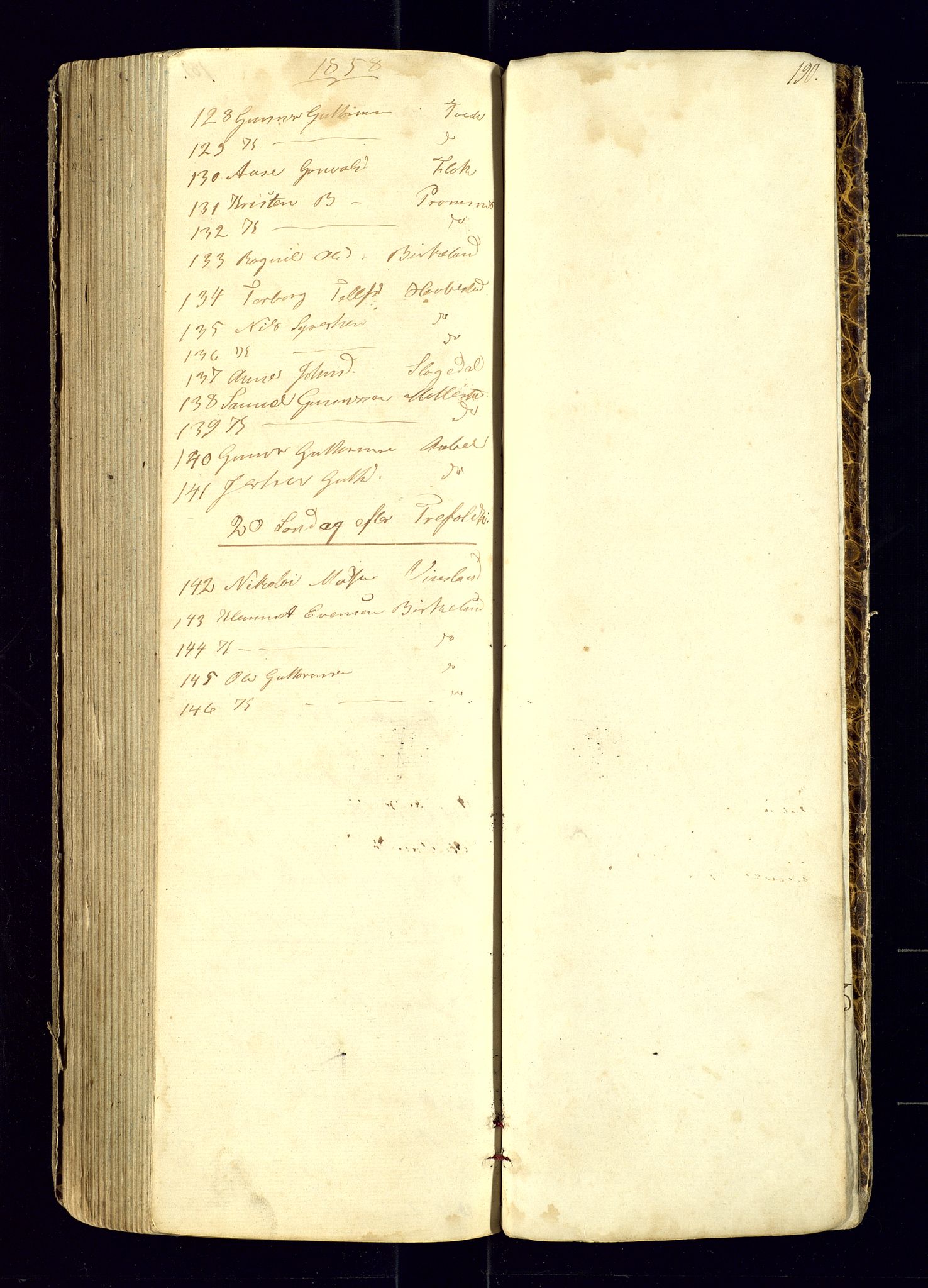 Birkenes sokneprestkontor, AV/SAK-1111-0004/F/Fc/L0003: Communicants register no. C-3, 1849-1858, p. 190