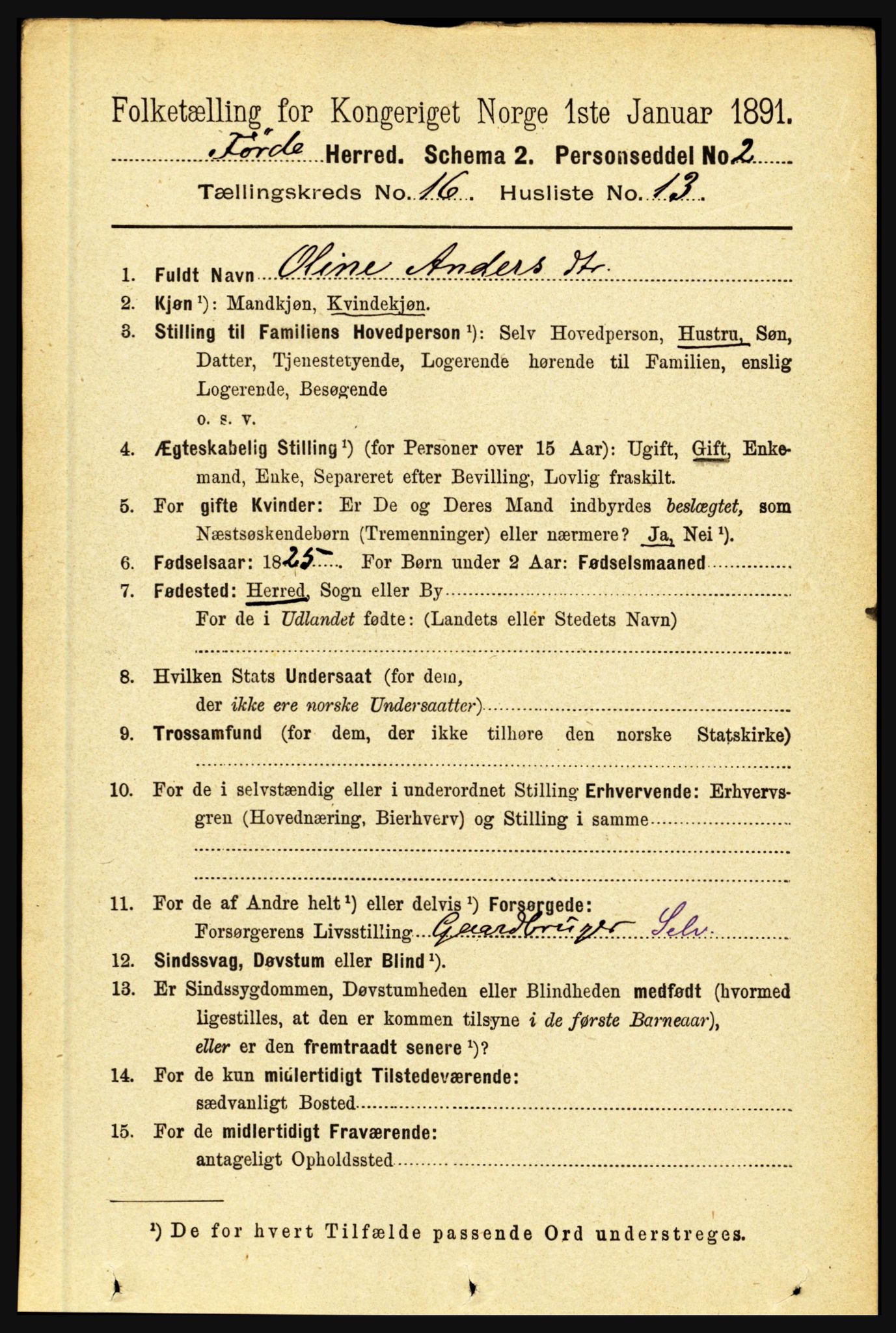 RA, 1891 census for 1432 Førde, 1891, p. 5901