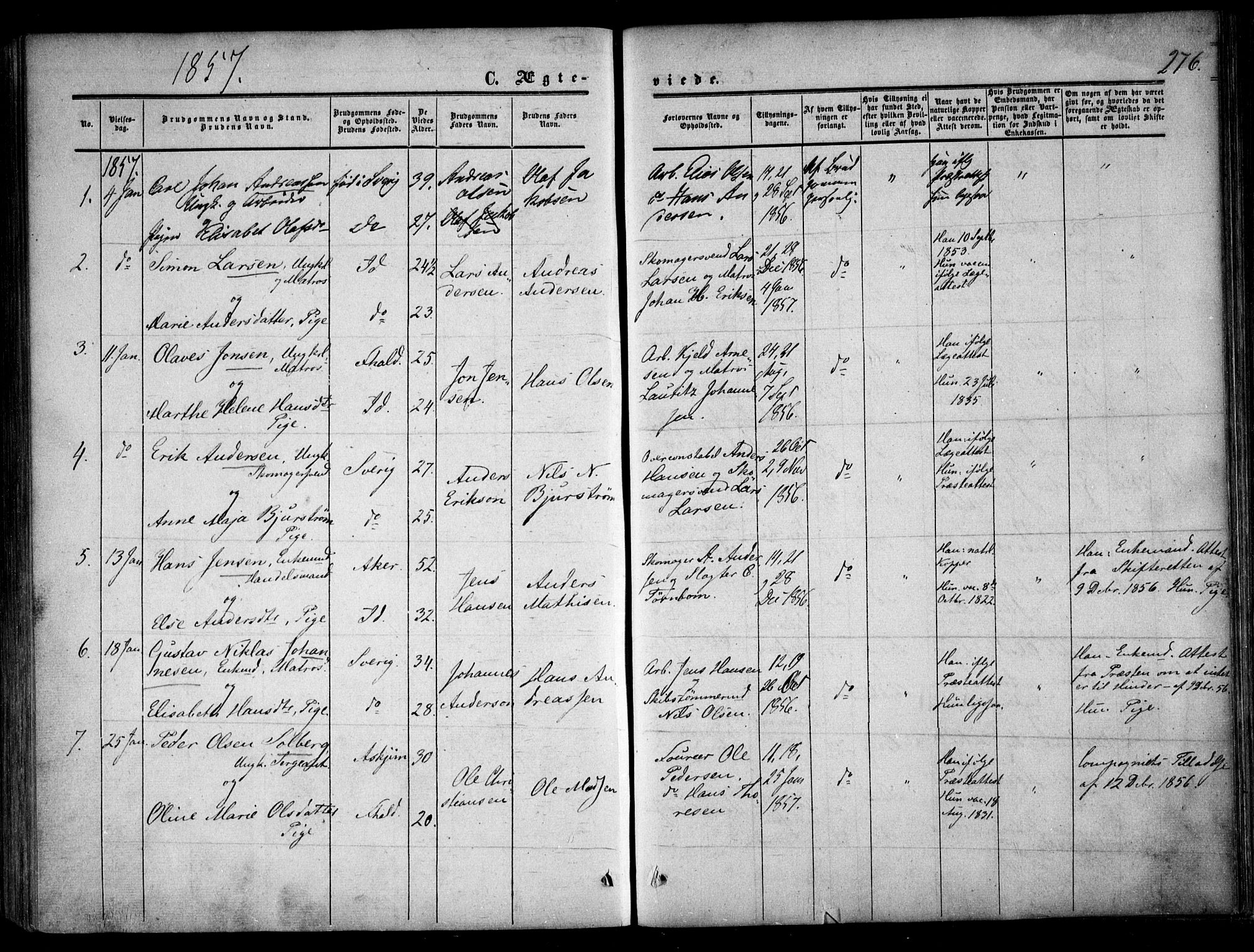 Halden prestekontor Kirkebøker, SAO/A-10909/F/Fa/L0007: Parish register (official) no. I 7, 1857-1865, p. 276