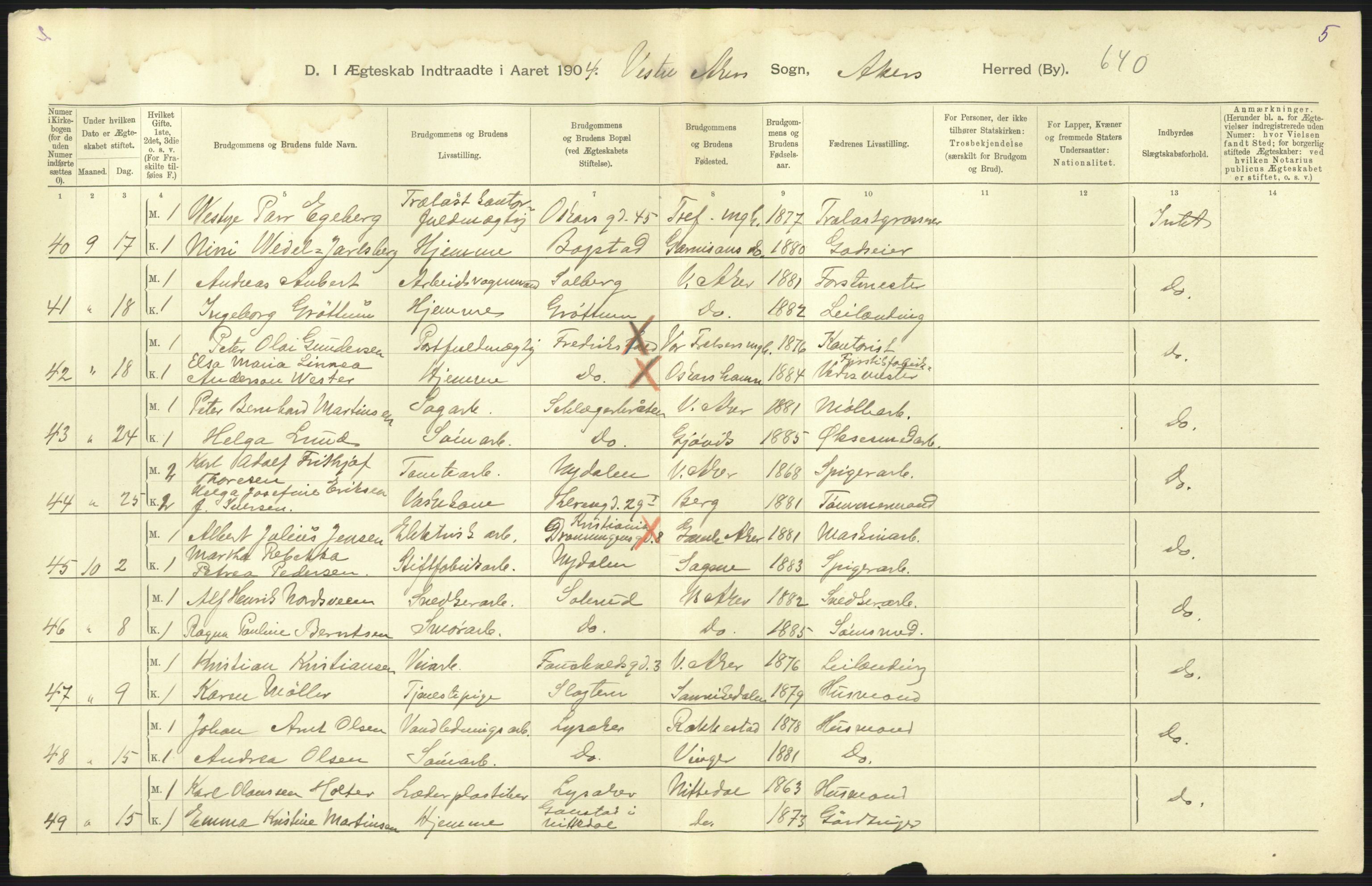 Statistisk sentralbyrå, Sosiodemografiske emner, Befolkning, AV/RA-S-2228/D/Df/Dfa/Dfab/L0002: Akershus amt: Fødte, gifte, døde, 1904, p. 551