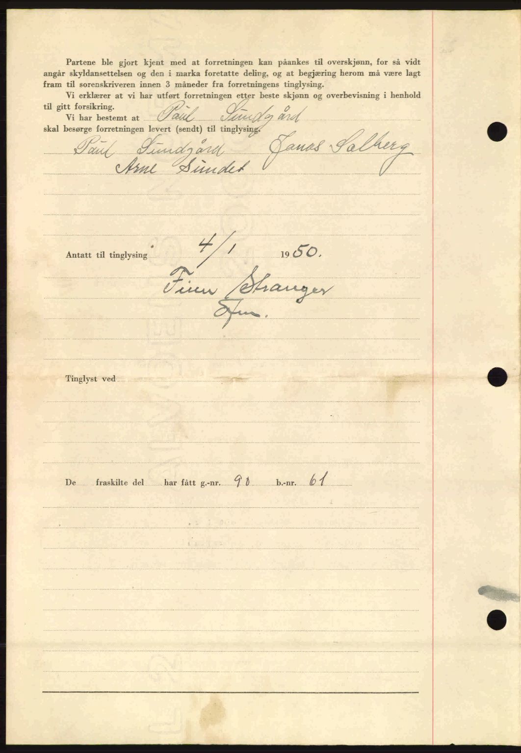 Fosen sorenskriveri, AV/SAT-A-1107/1/2/2C: Mortgage book no. A10, 1949-1950, Diary no: : 6/1950