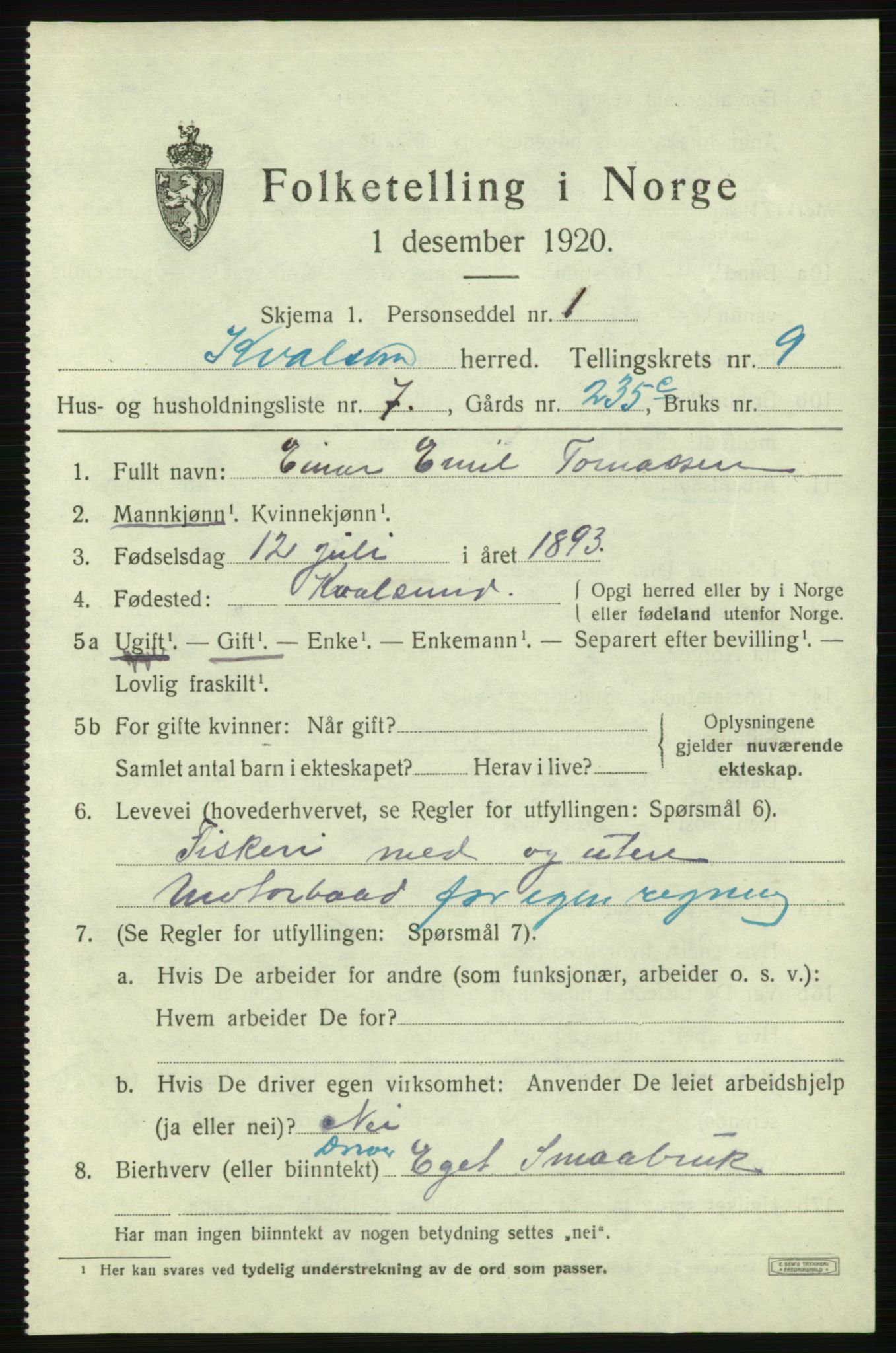 SATØ, 1920 census for , 1920, p. 2842