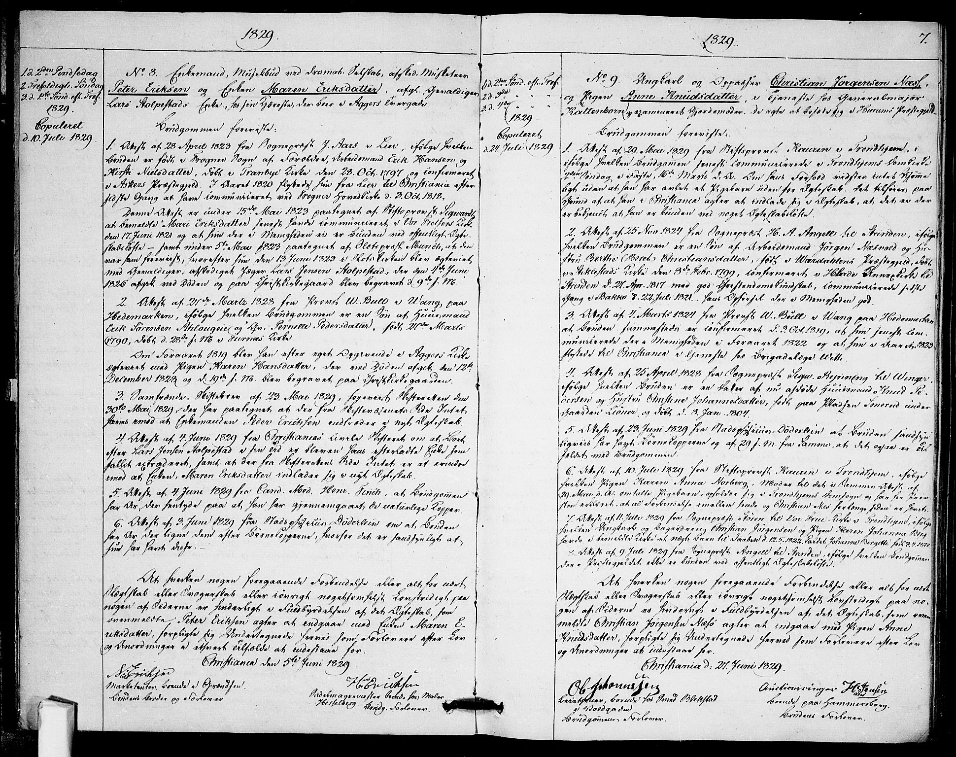 Garnisonsmenigheten Kirkebøker, SAO/A-10846/H/Ha/L0002: Banns register no. I 2, 1829-1835, p. 7