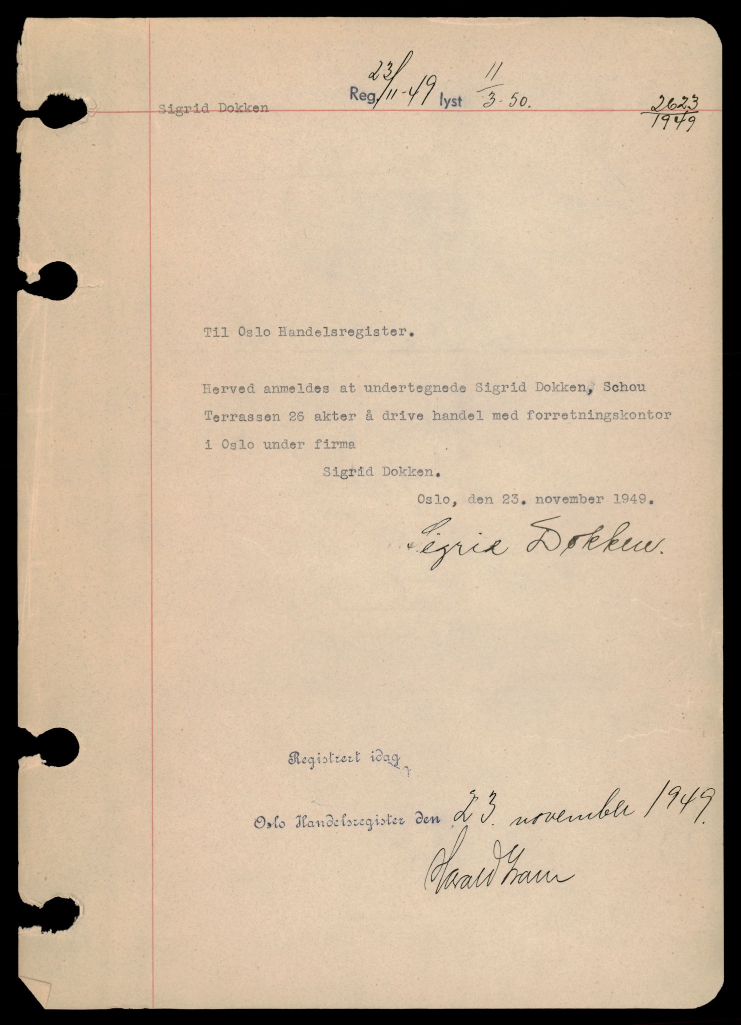 Oslo byfogd, Handelsregisteret, AV/SAT-A-10867/G/Gb/Gba/L0035: Enkeltmannsforetak, Sigr-Sn, 1944-1990