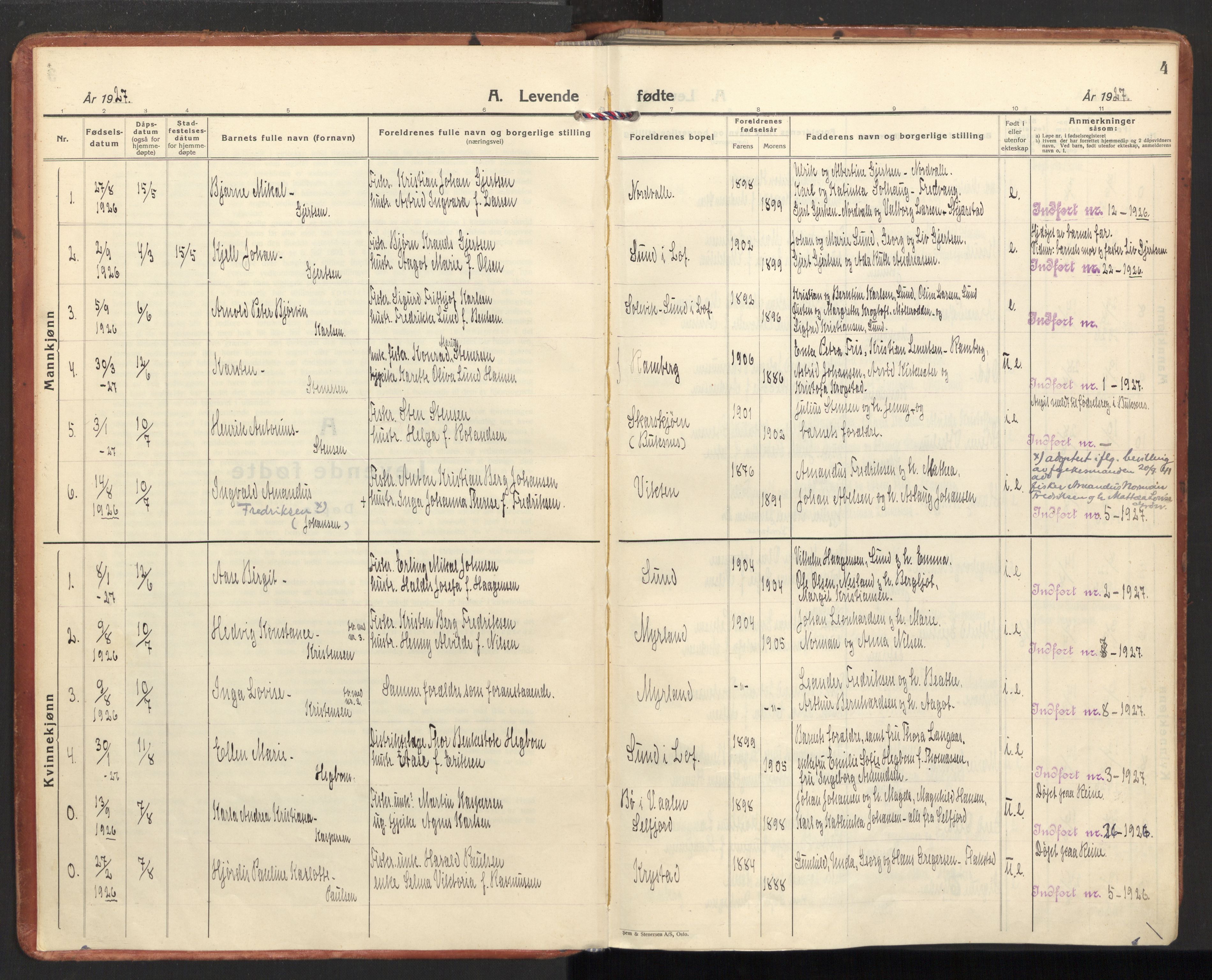 Ministerialprotokoller, klokkerbøker og fødselsregistre - Nordland, AV/SAT-A-1459/885/L1211: Parish register (official) no. 885A11, 1927-1938, p. 4