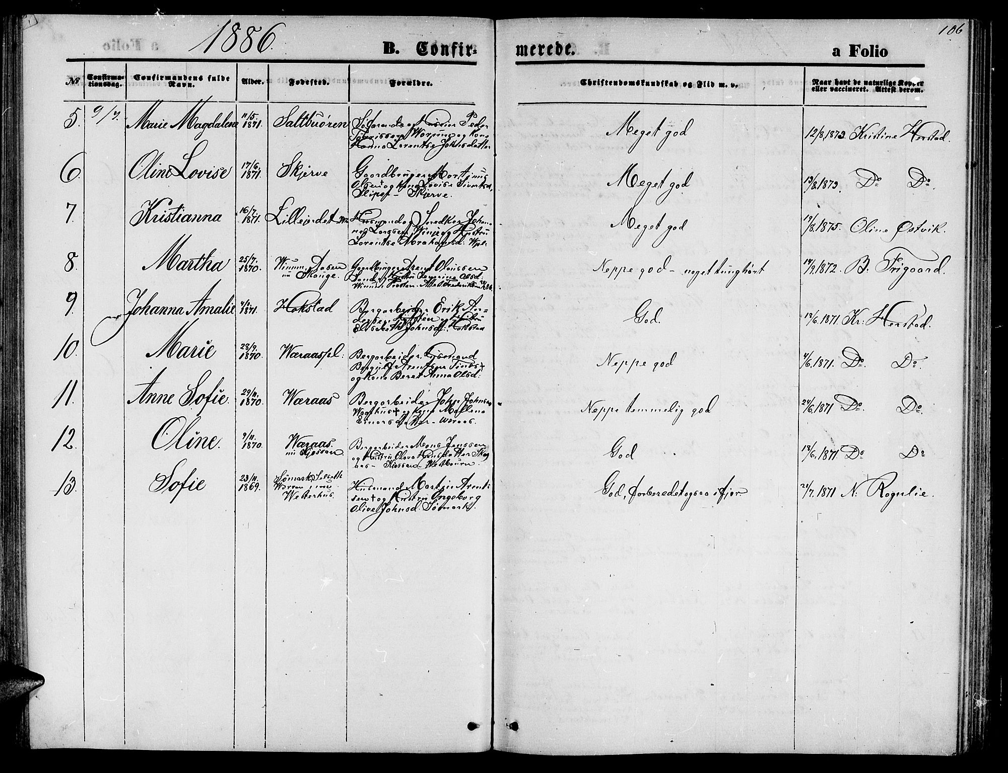 Ministerialprotokoller, klokkerbøker og fødselsregistre - Nord-Trøndelag, AV/SAT-A-1458/722/L0225: Parish register (copy) no. 722C01, 1871-1888, p. 106