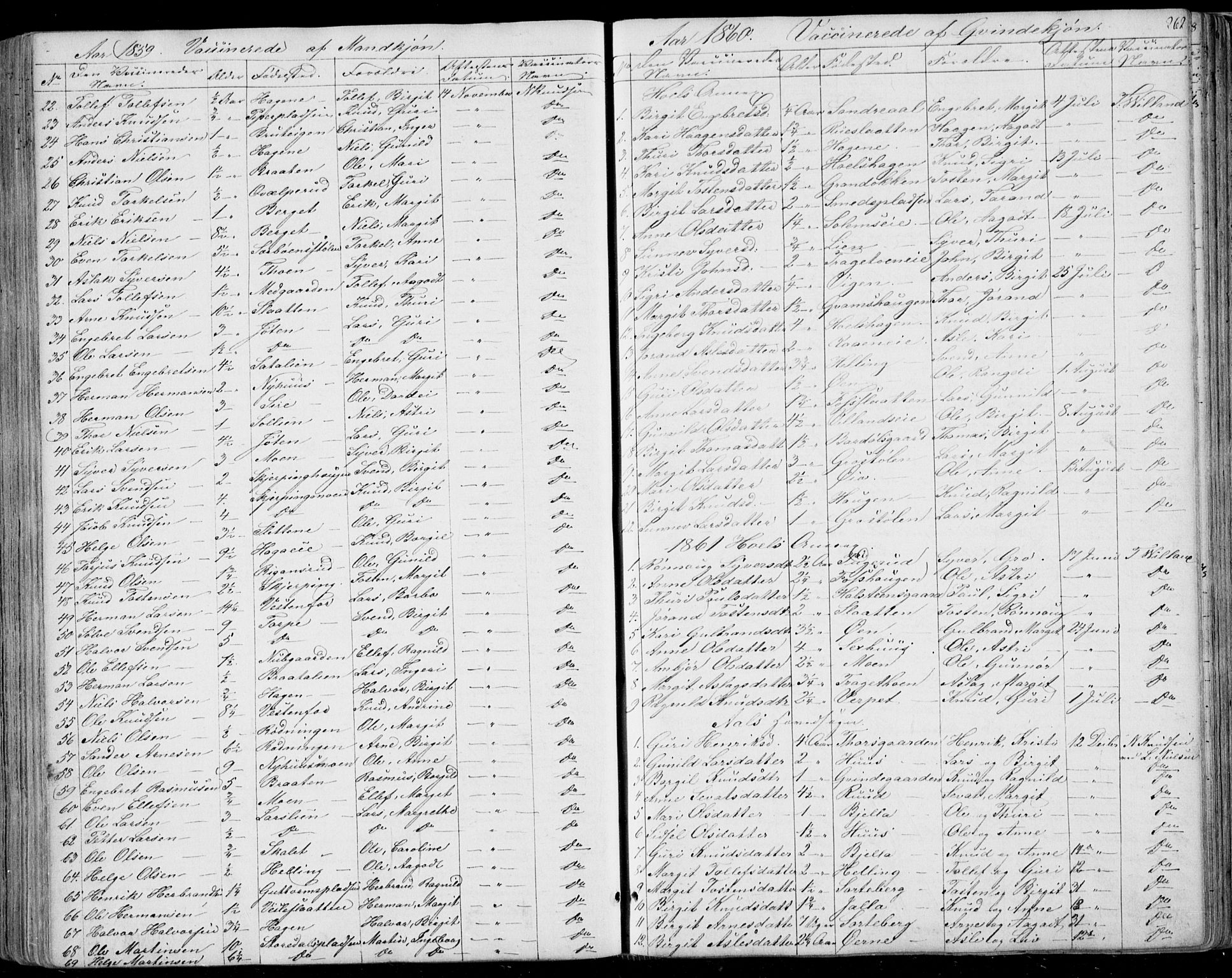 Ål kirkebøker, AV/SAKO-A-249/F/Fa/L0006: Parish register (official) no. I 6, 1849-1864, p. 262