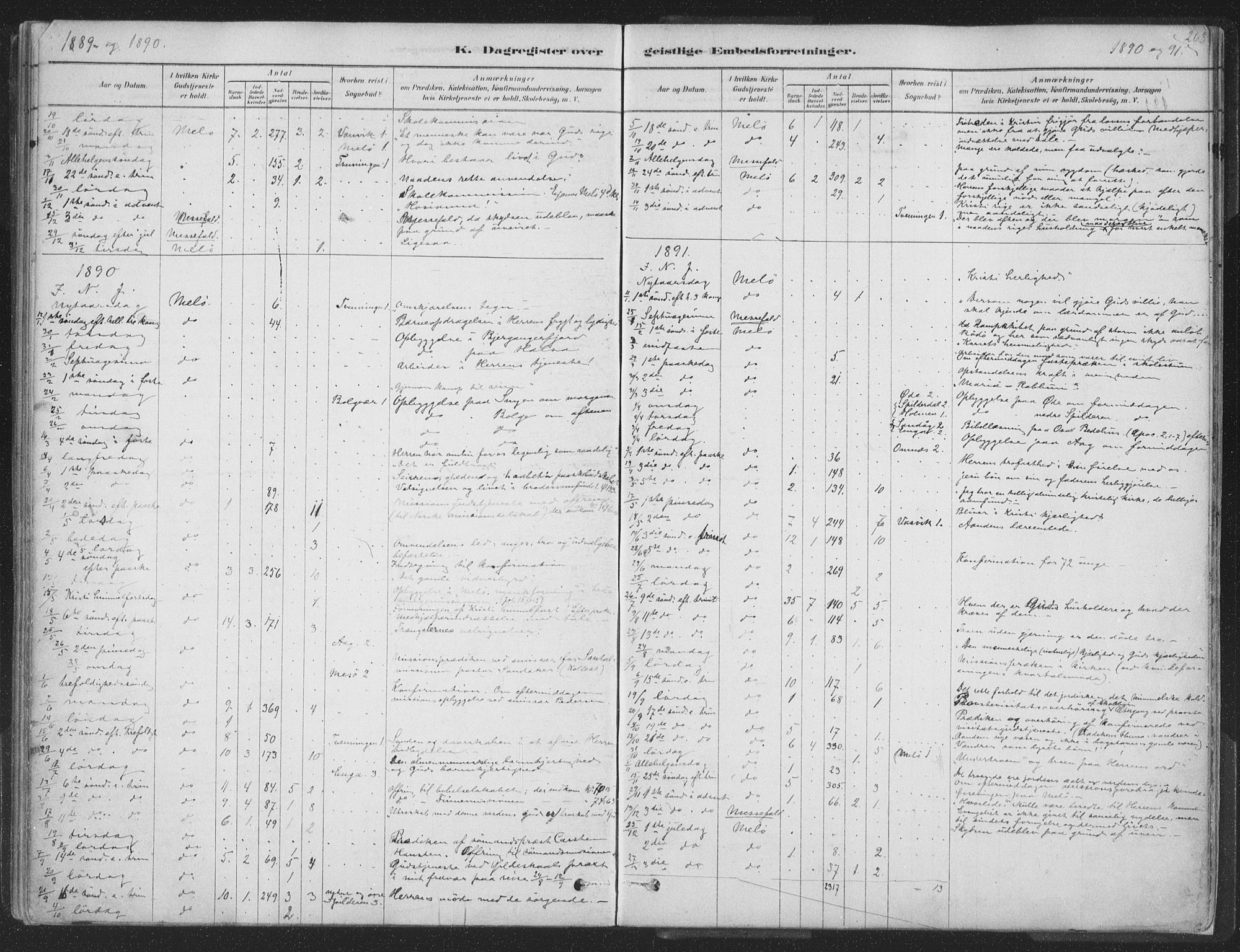 Ministerialprotokoller, klokkerbøker og fødselsregistre - Nordland, AV/SAT-A-1459/843/L0627: Parish register (official) no. 843A02, 1878-1908, p. 263