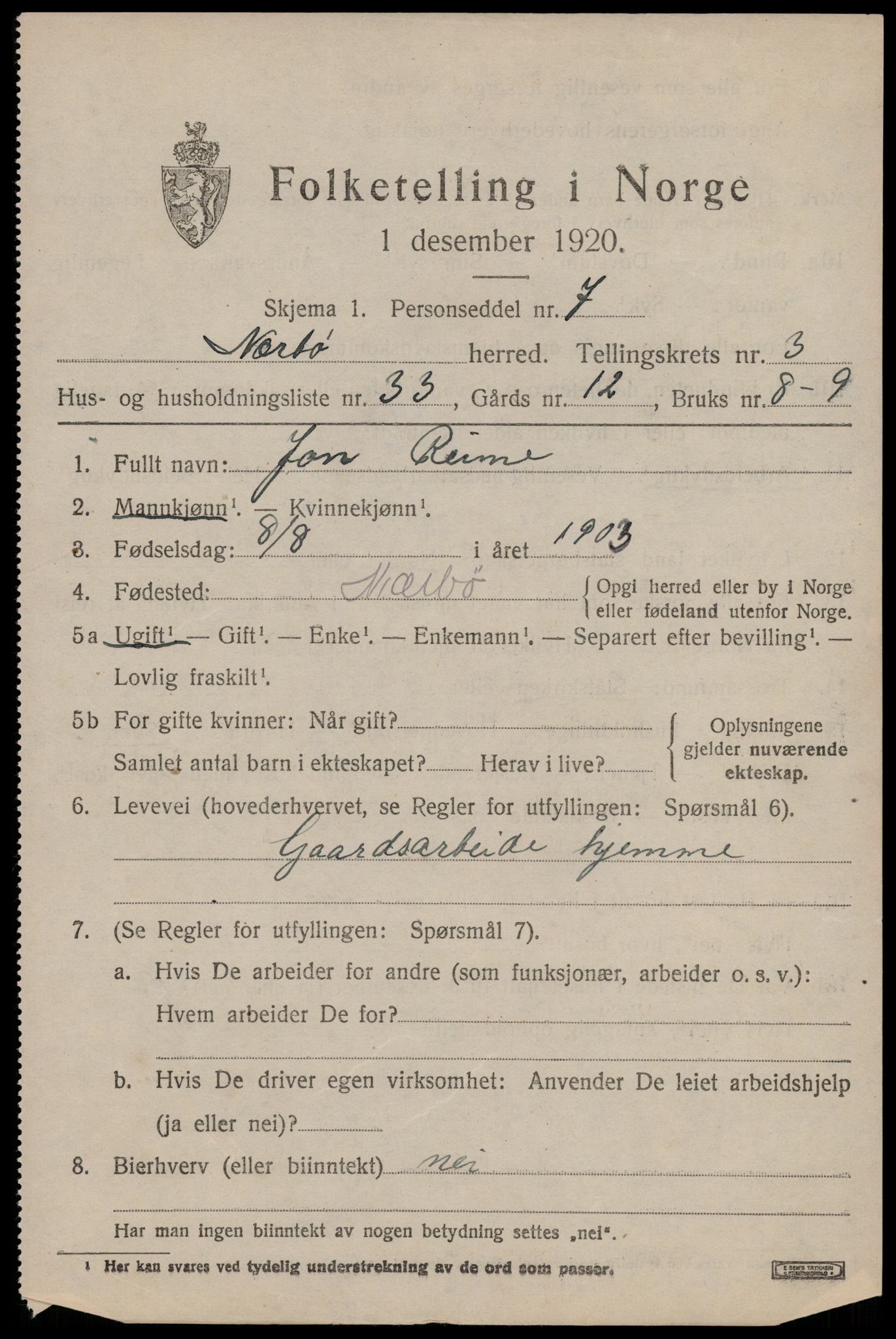 SAST, 1920 census for Nærbø, 1920, p. 2577