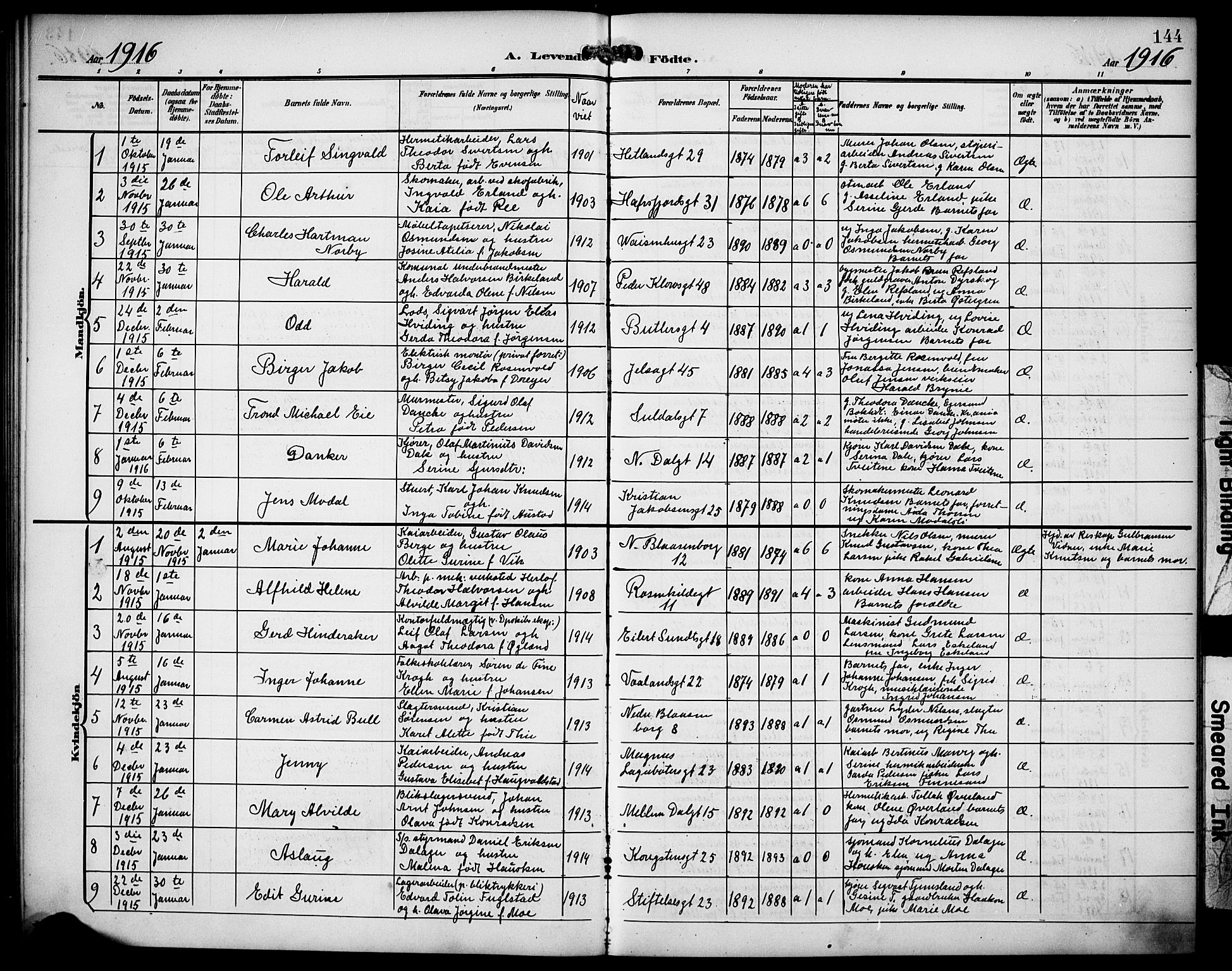 St. Petri sokneprestkontor, AV/SAST-A-101813/001/30/30BB/L0010: Parish register (copy) no. B 10, 1905-1917, p. 144