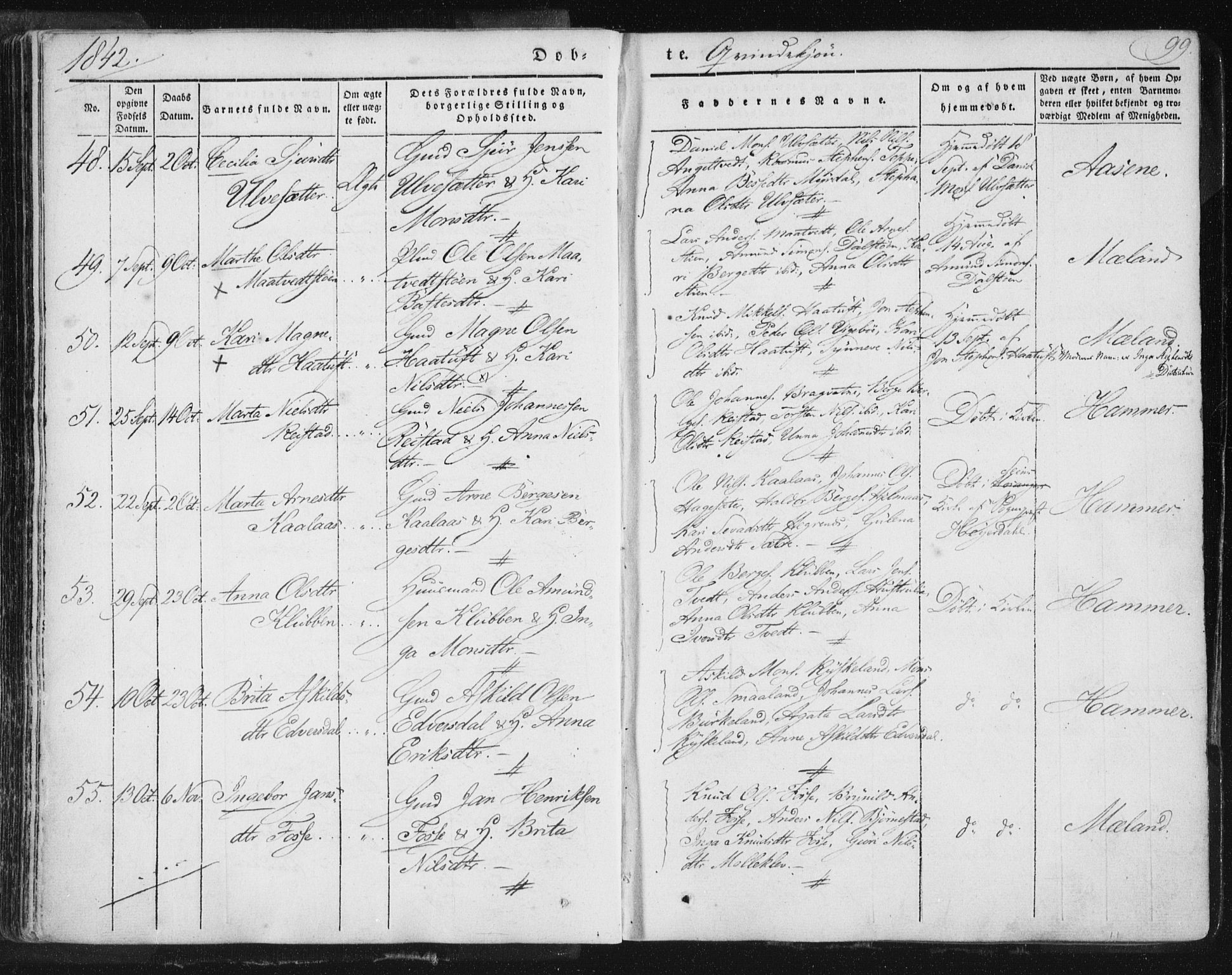 Hamre sokneprestembete, SAB/A-75501/H/Ha/Haa/Haaa/L0012: Parish register (official) no. A 12, 1834-1845, p. 99