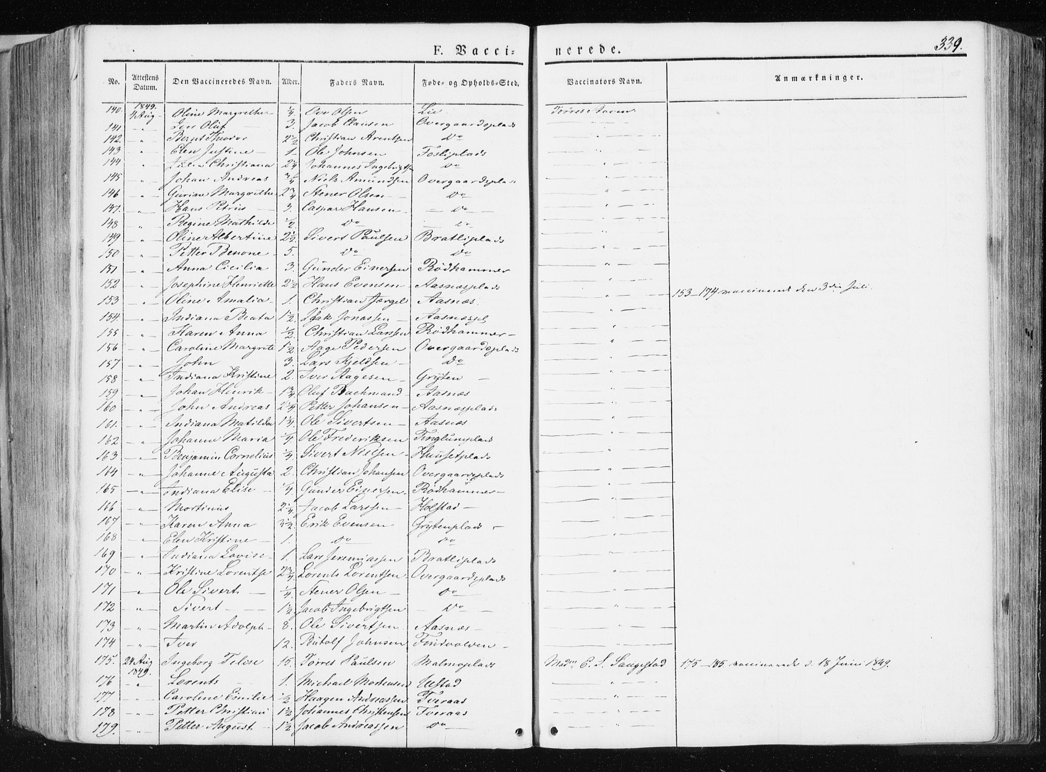 Ministerialprotokoller, klokkerbøker og fødselsregistre - Nord-Trøndelag, AV/SAT-A-1458/741/L0393: Parish register (official) no. 741A07, 1849-1863, p. 339