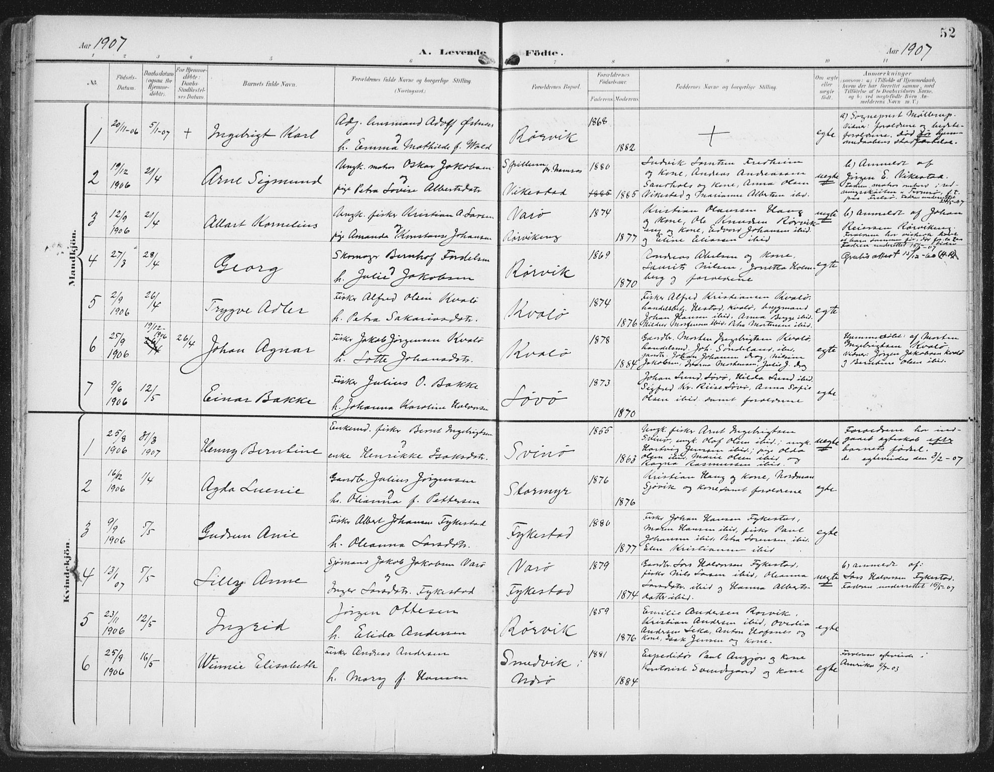 Ministerialprotokoller, klokkerbøker og fødselsregistre - Nord-Trøndelag, SAT/A-1458/786/L0688: Parish register (official) no. 786A04, 1899-1912, p. 52