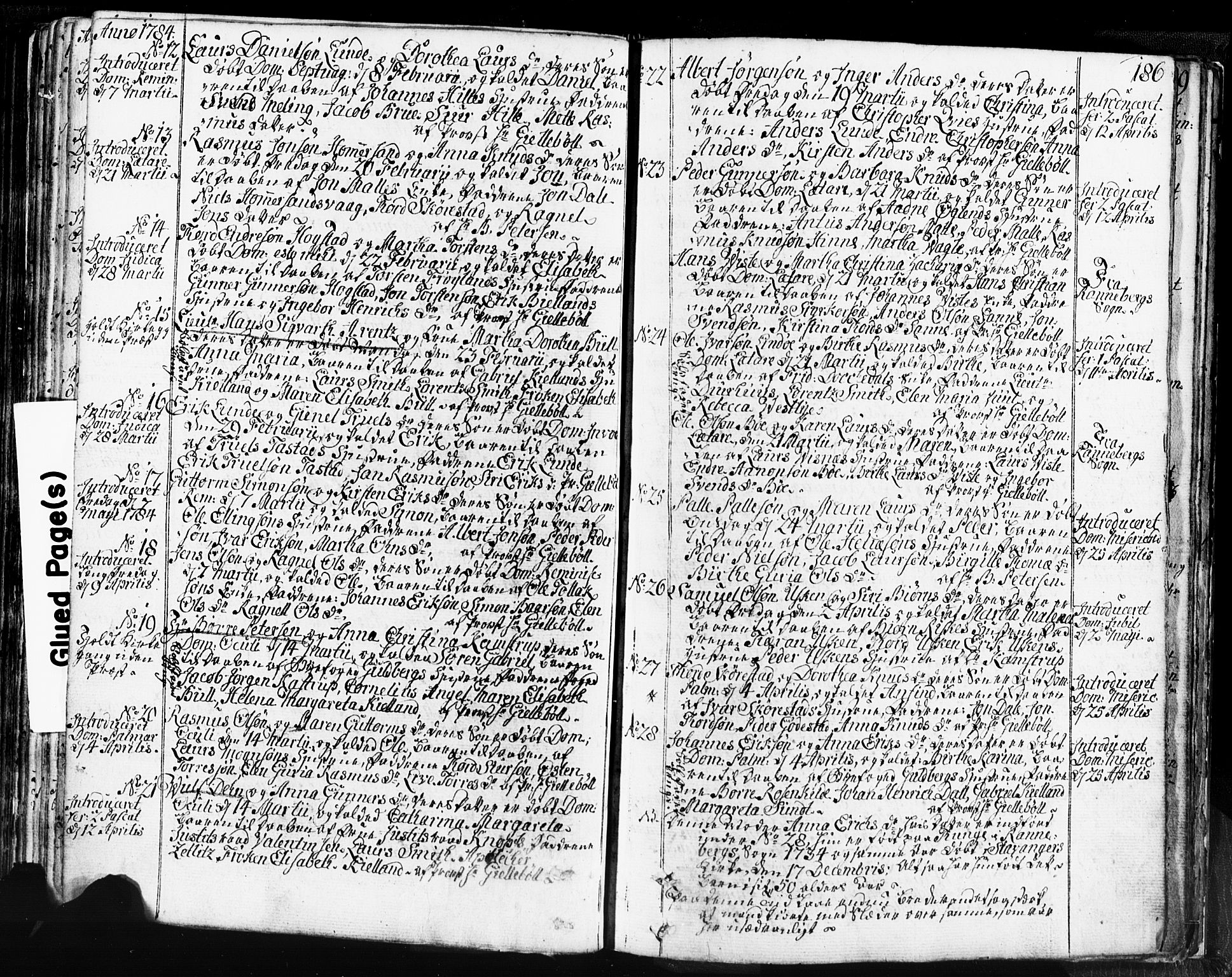 Domkirken sokneprestkontor, SAST/A-101812/001/30/30BB/L0004: Parish register (copy) no. B 4, 1752-1790, p. 186