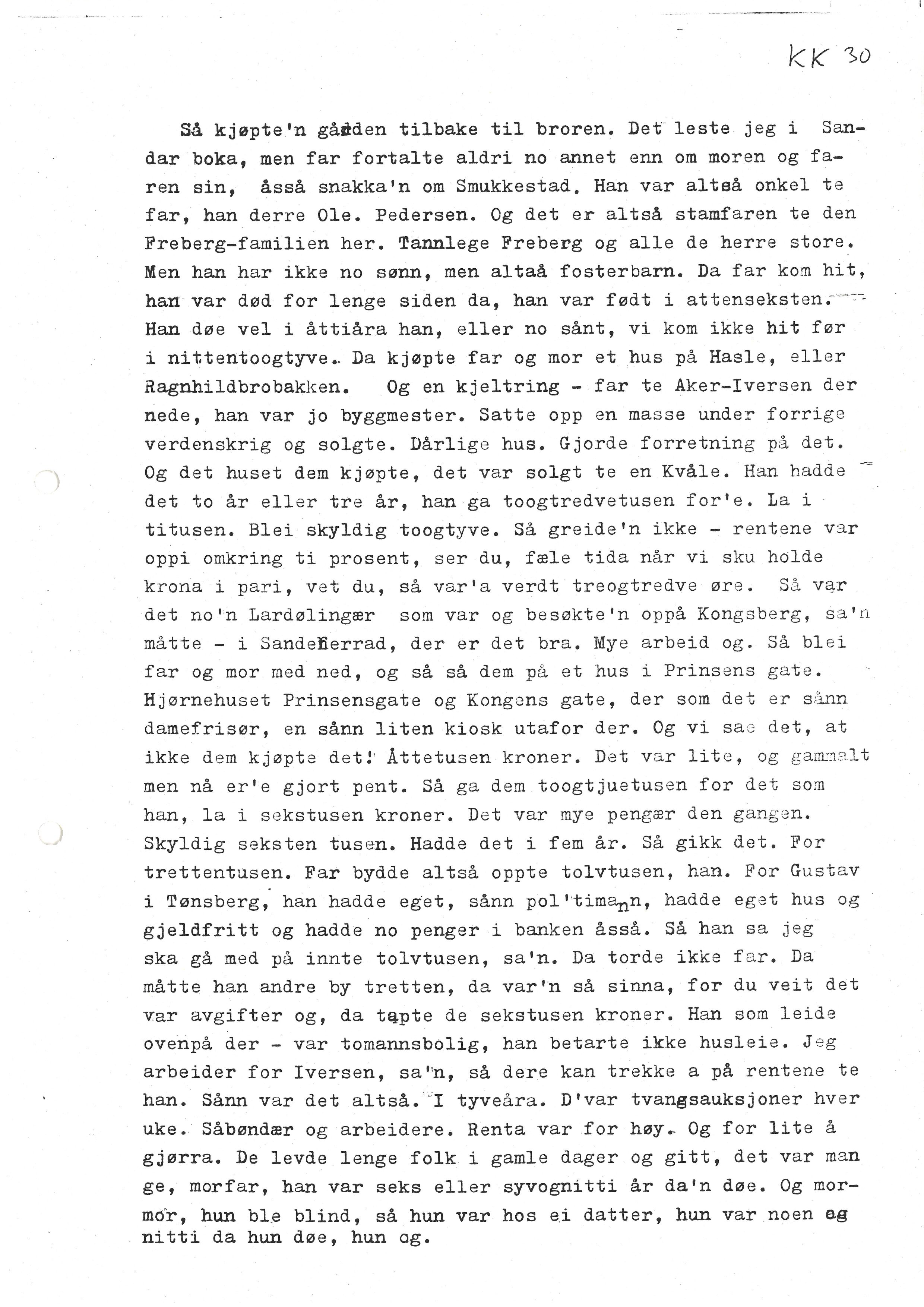 Sa 16 - Folkemusikk fra Vestfold, Gjerdesamlingen, VEMU/A-1868/I/L0001: Informantregister med intervjunedtegnelser, 1979-1986