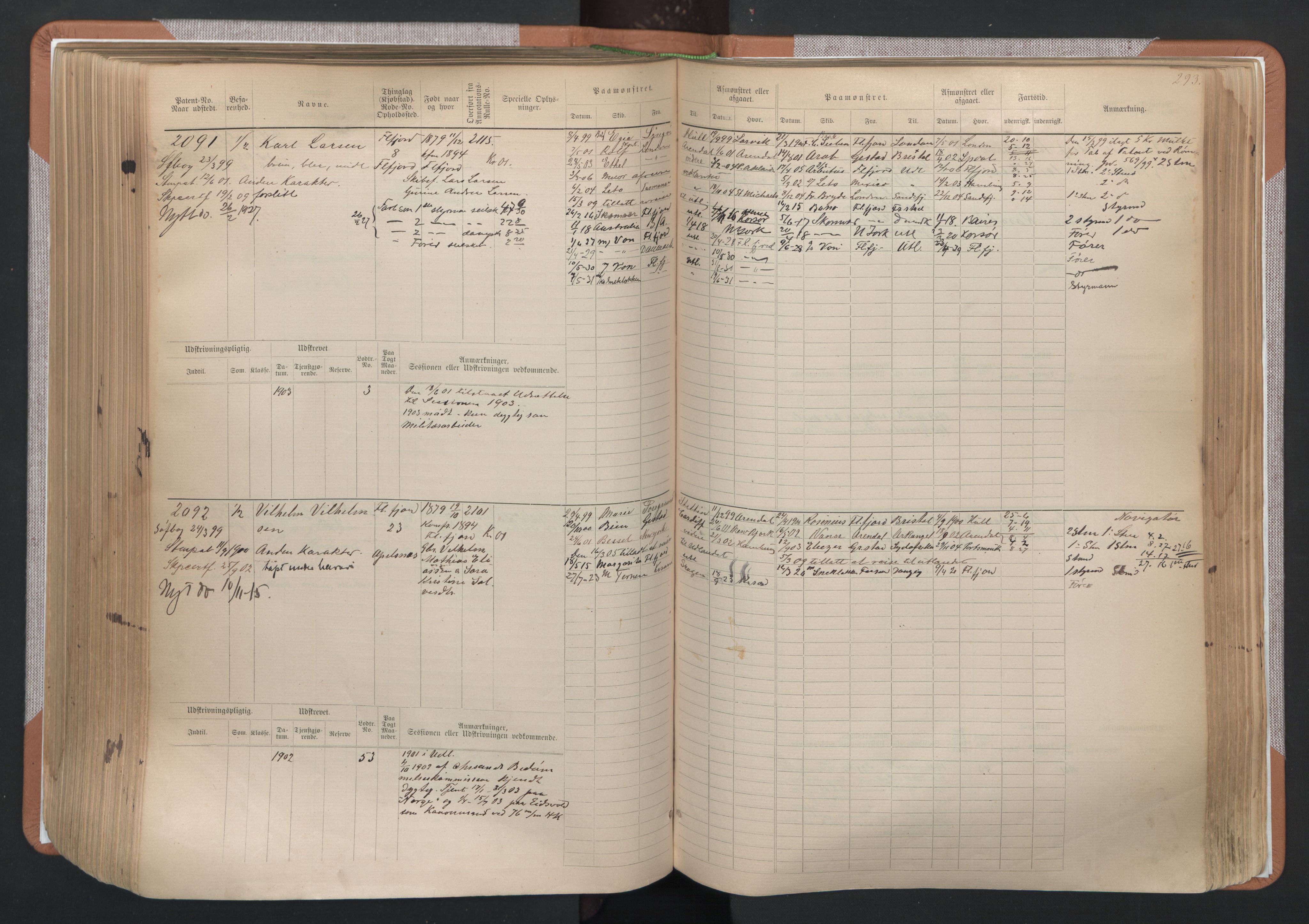 Flekkefjord mønstringskrets, SAK/2031-0018/F/Fb/L0003: Hovedrulle nr 1515-2326, N-6, 1885-1934, p. 295