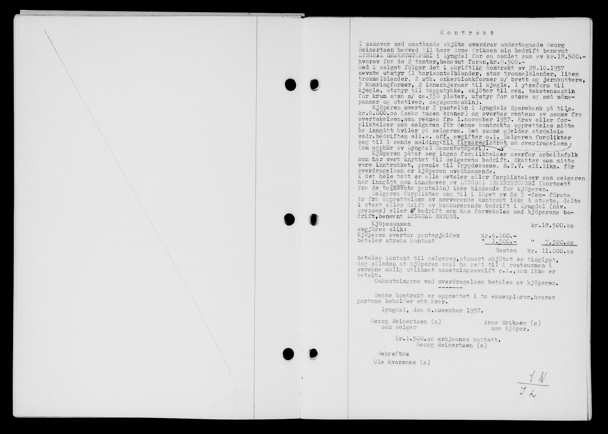 Lyngdal sorenskriveri, AV/SAK-1221-0004/G/Gb/L0676: Mortgage book no. A XXII, 1957-1957, Diary no: : 887/1957