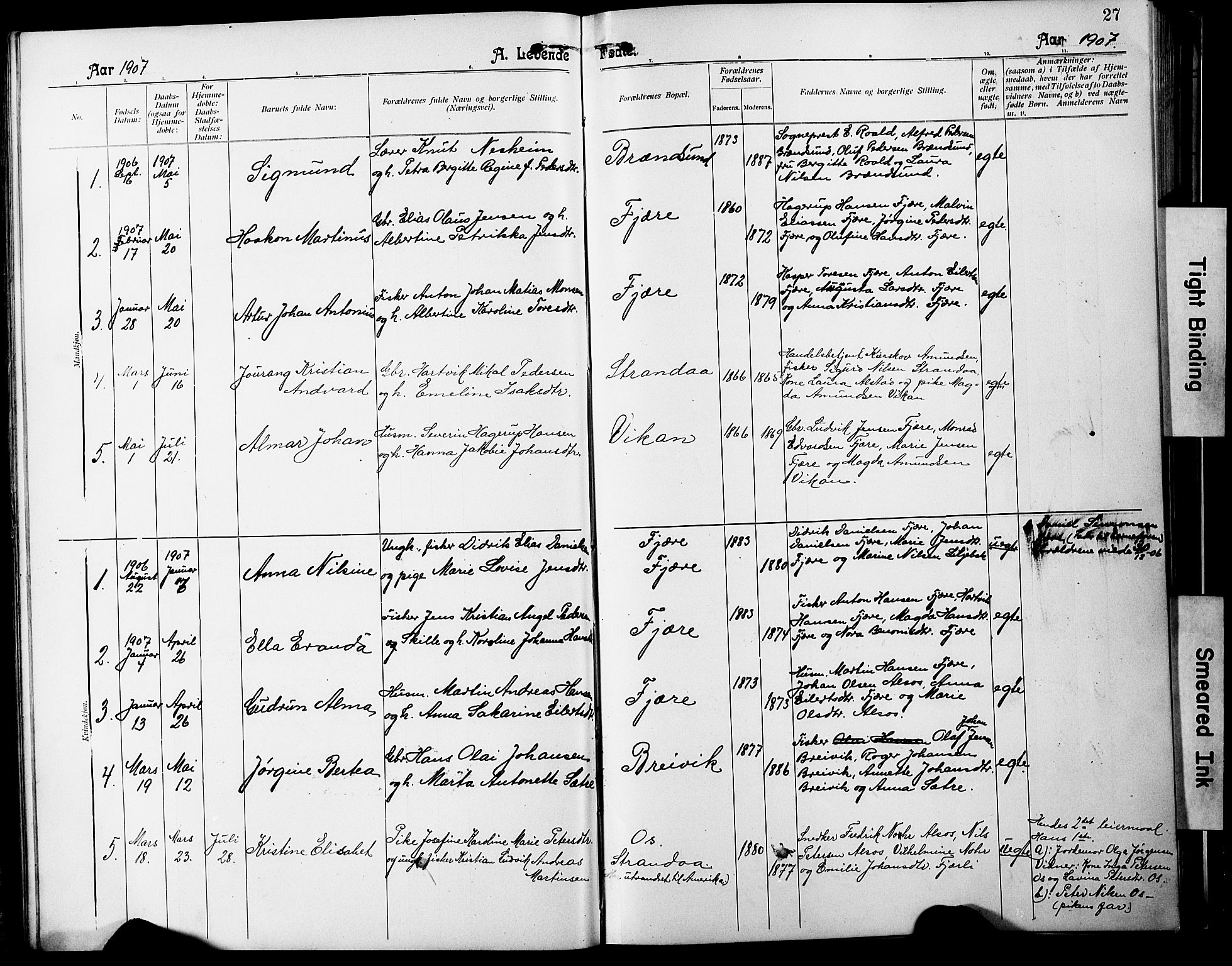 Ministerialprotokoller, klokkerbøker og fødselsregistre - Nordland, SAT/A-1459/803/L0077: Parish register (copy) no. 803C04, 1897-1930, p. 27