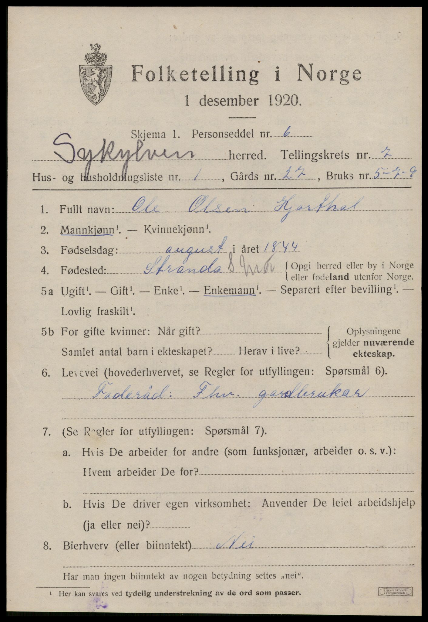 SAT, 1920 census for Sykkylven, 1920, p. 4017