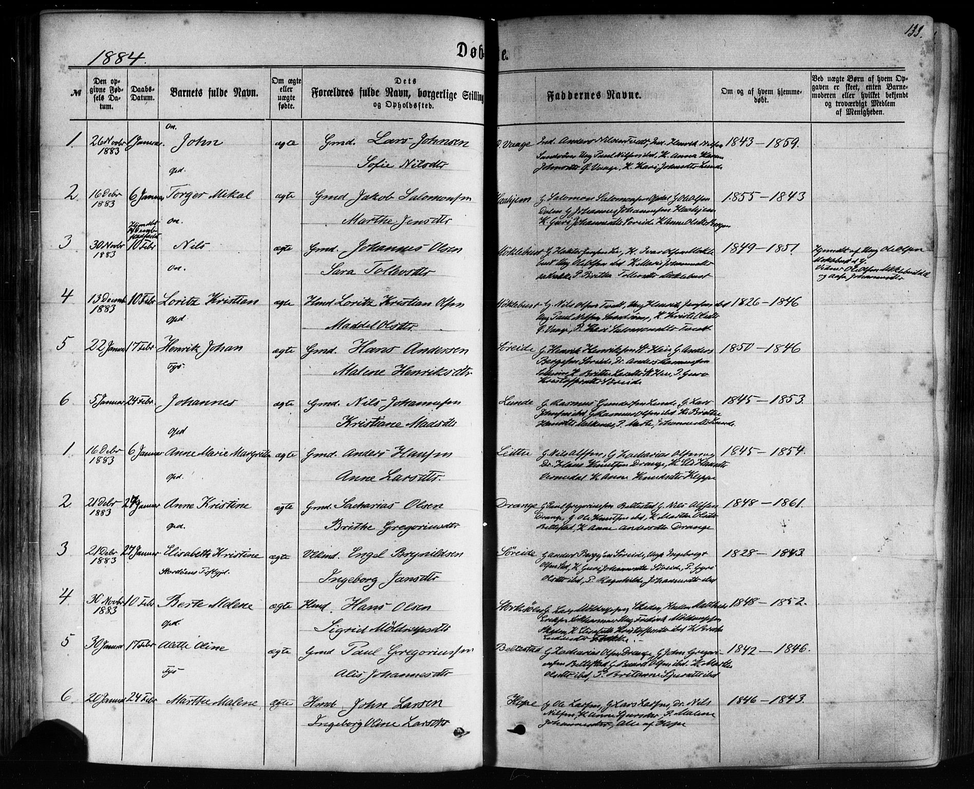 Tysnes sokneprestembete, AV/SAB-A-78601/H/Haa: Parish register (official) no. A 12, 1872-1886, p. 133