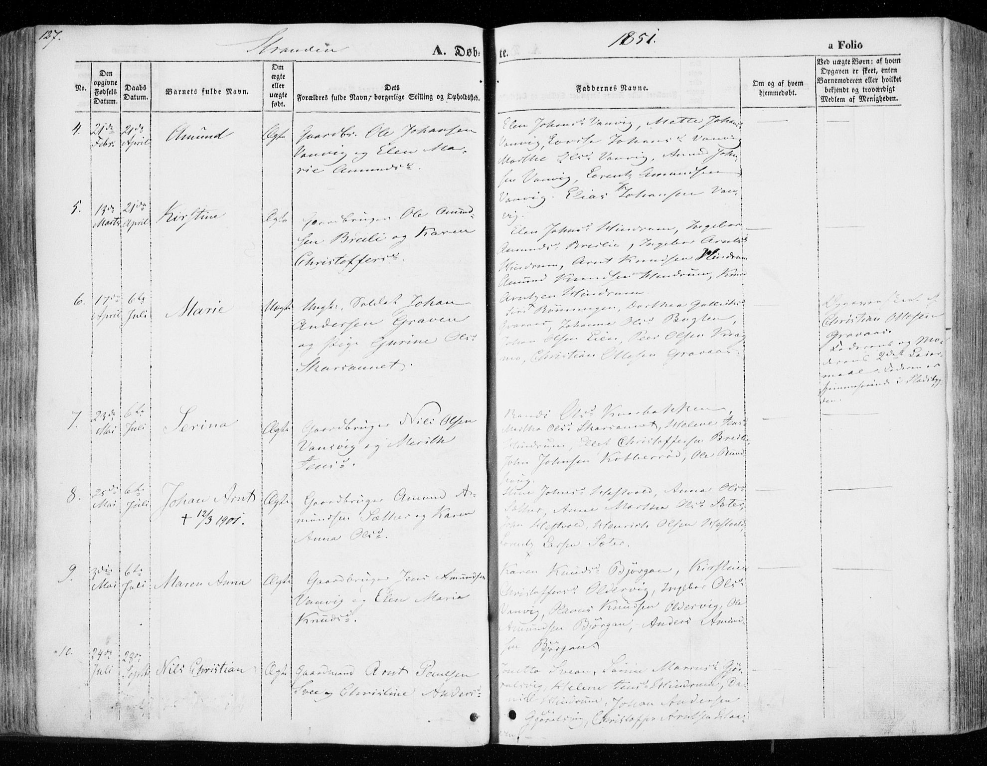 Ministerialprotokoller, klokkerbøker og fødselsregistre - Nord-Trøndelag, SAT/A-1458/701/L0007: Parish register (official) no. 701A07 /2, 1842-1854, p. 127