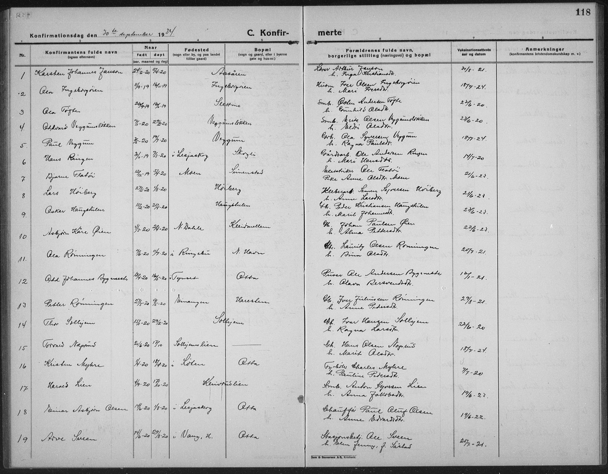 Sel prestekontor, AV/SAH-PREST-074/H/Ha/Hab/L0002: Parish register (copy) no. 2, 1923-1939, p. 118