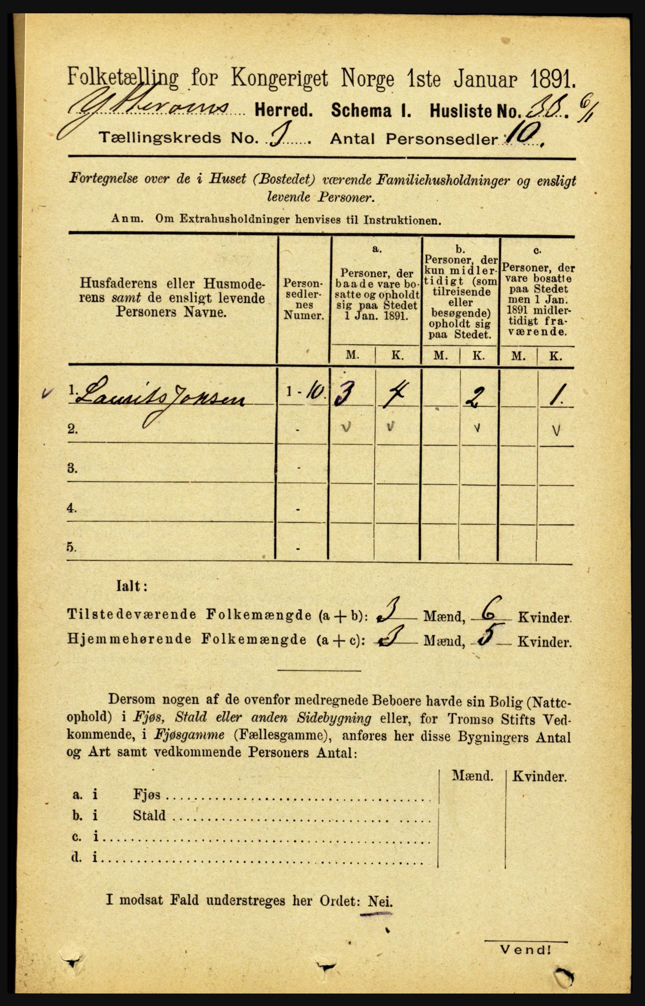 RA, 1891 census for 1722 Ytterøy, 1891, p. 1204