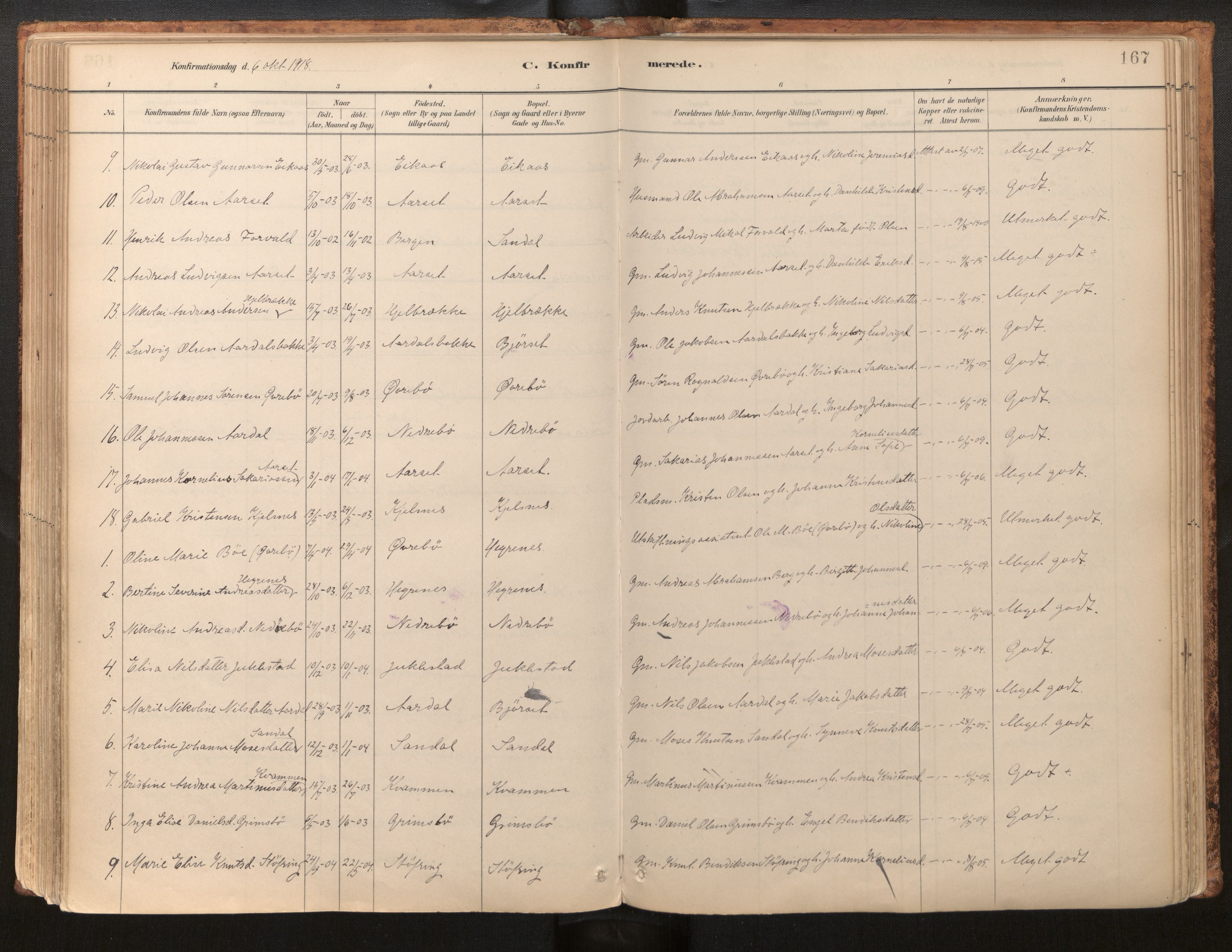 Jølster sokneprestembete, AV/SAB-A-80701/H/Haa/Haab/L0001: Parish register (official) no. B 1, 1882-1930, p. 167