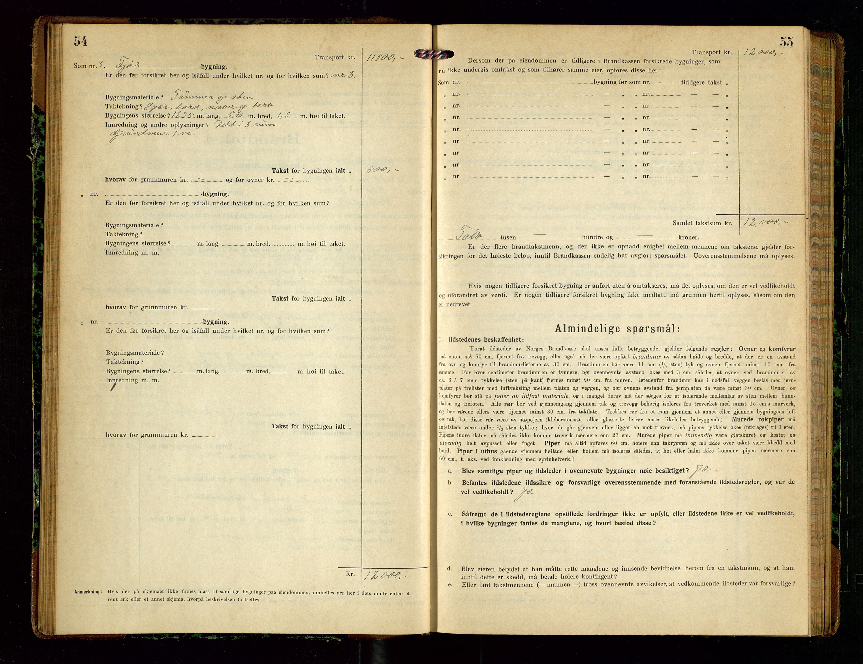 Sokndal lensmannskontor, AV/SAST-A-100417/Gob/L0005: "Brandtakst-Protokol", 1920-1924, p. 54-55