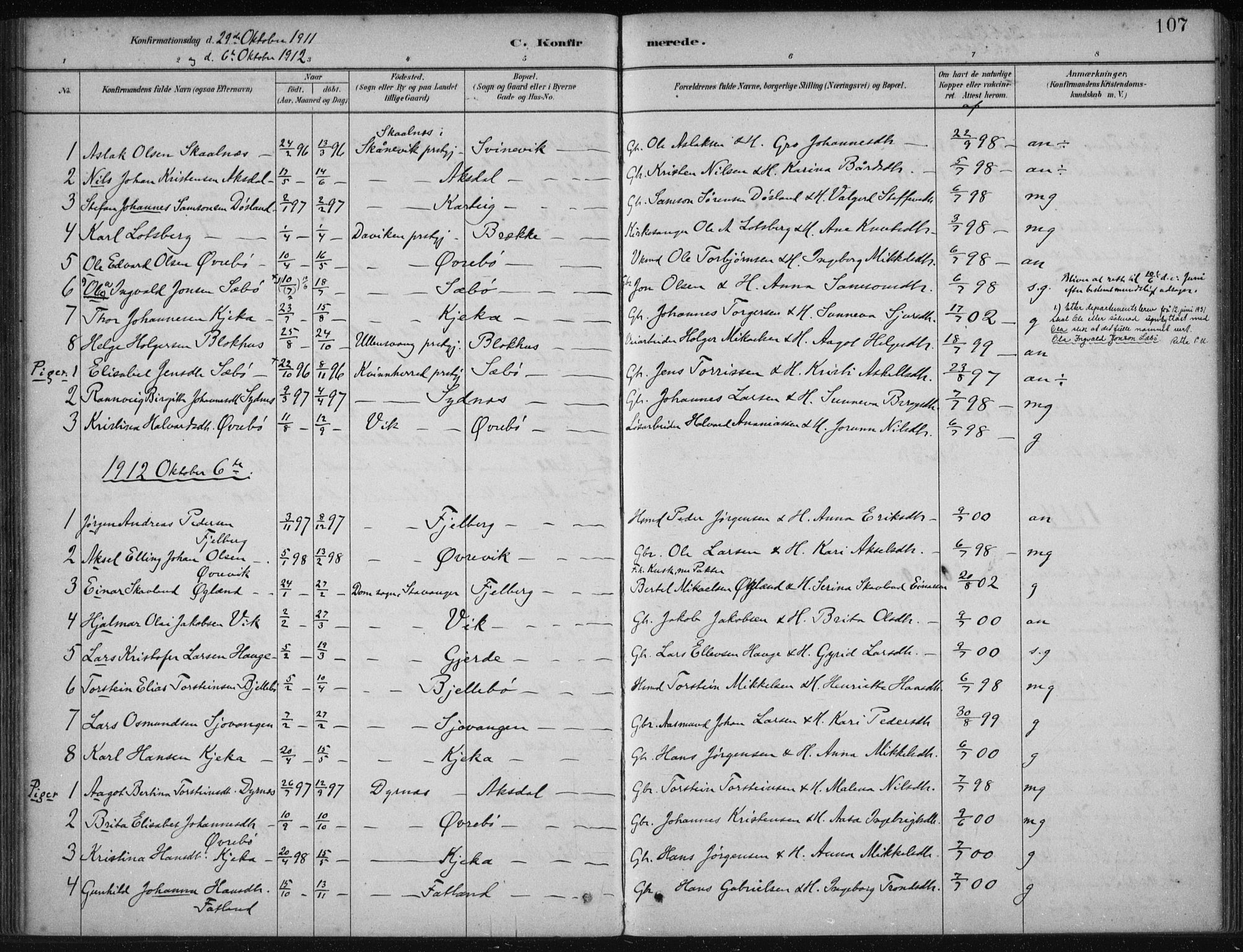 Fjelberg sokneprestembete, SAB/A-75201/H/Haa: Parish register (official) no. B  1, 1879-1919, p. 107