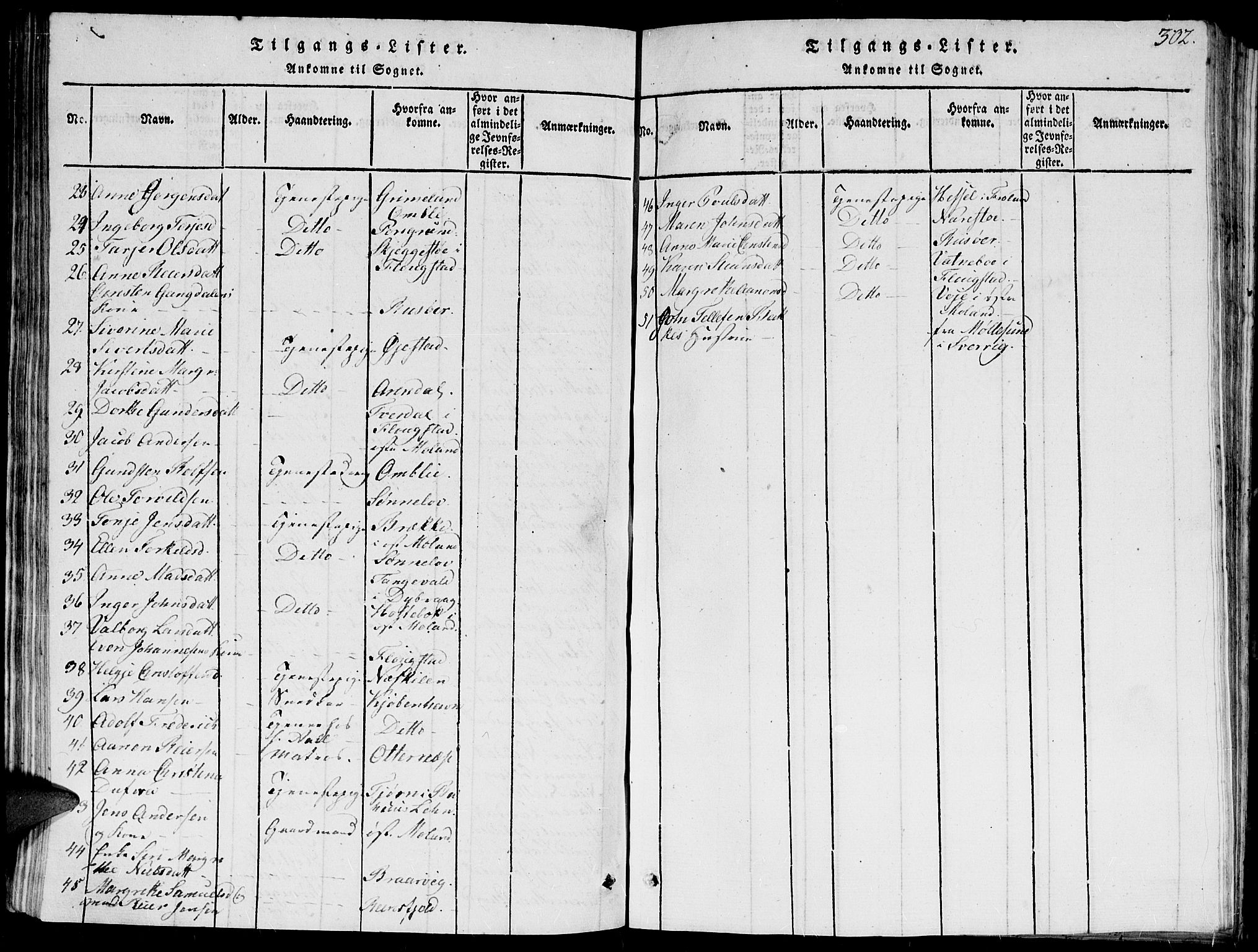 Holt sokneprestkontor, AV/SAK-1111-0021/F/Fb/L0006: Parish register (copy) no. B 6, 1813-1823, p. 302