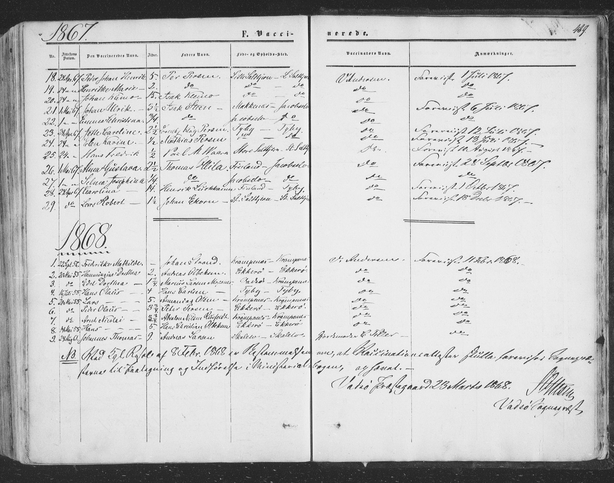 Vadsø sokneprestkontor, SATØ/S-1325/H/Ha/L0004kirke: Parish register (official) no. 4, 1854-1880, p. 489