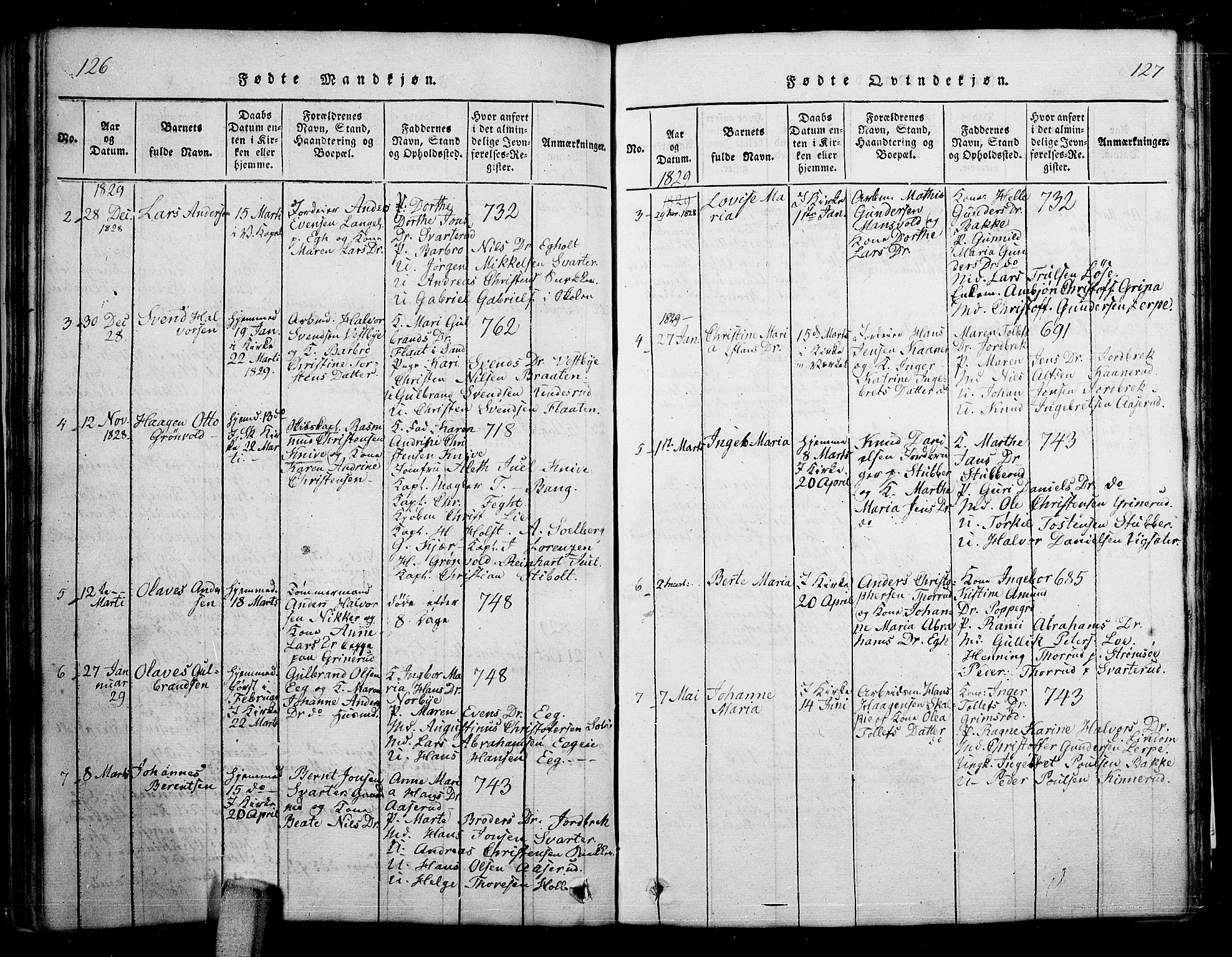 Skoger kirkebøker, SAKO/A-59/G/Ga/L0001: Parish register (copy) no. I 1, 1814-1845, p. 126-127