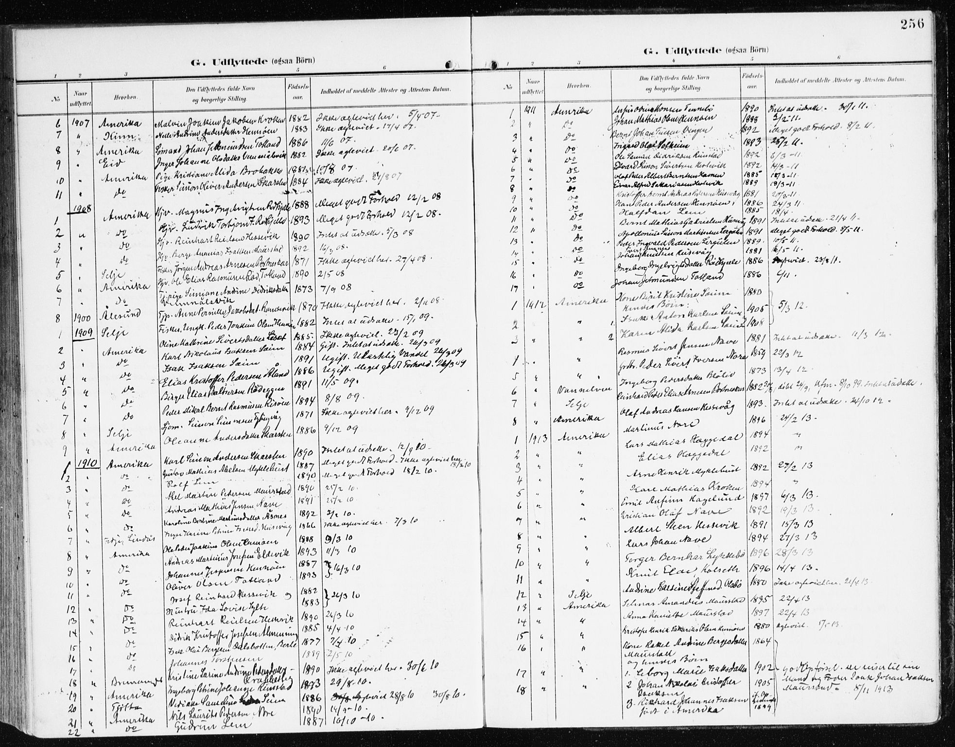 Davik sokneprestembete, AV/SAB-A-79701/H/Haa/Haad/L0002: Parish register (official) no. D 2, 1901-1930, p. 256