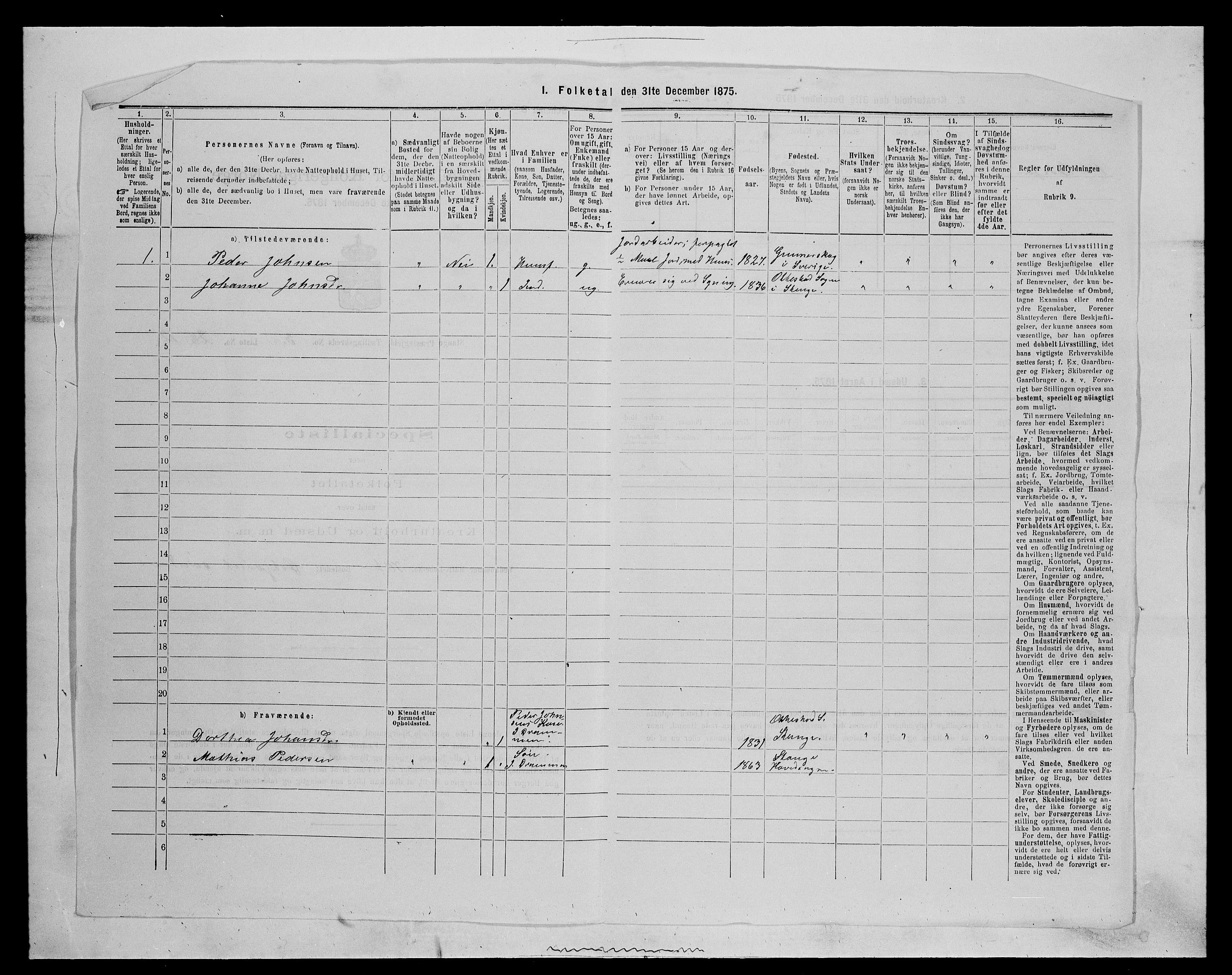 SAH, 1875 census for 0417P Stange, 1875, p. 602