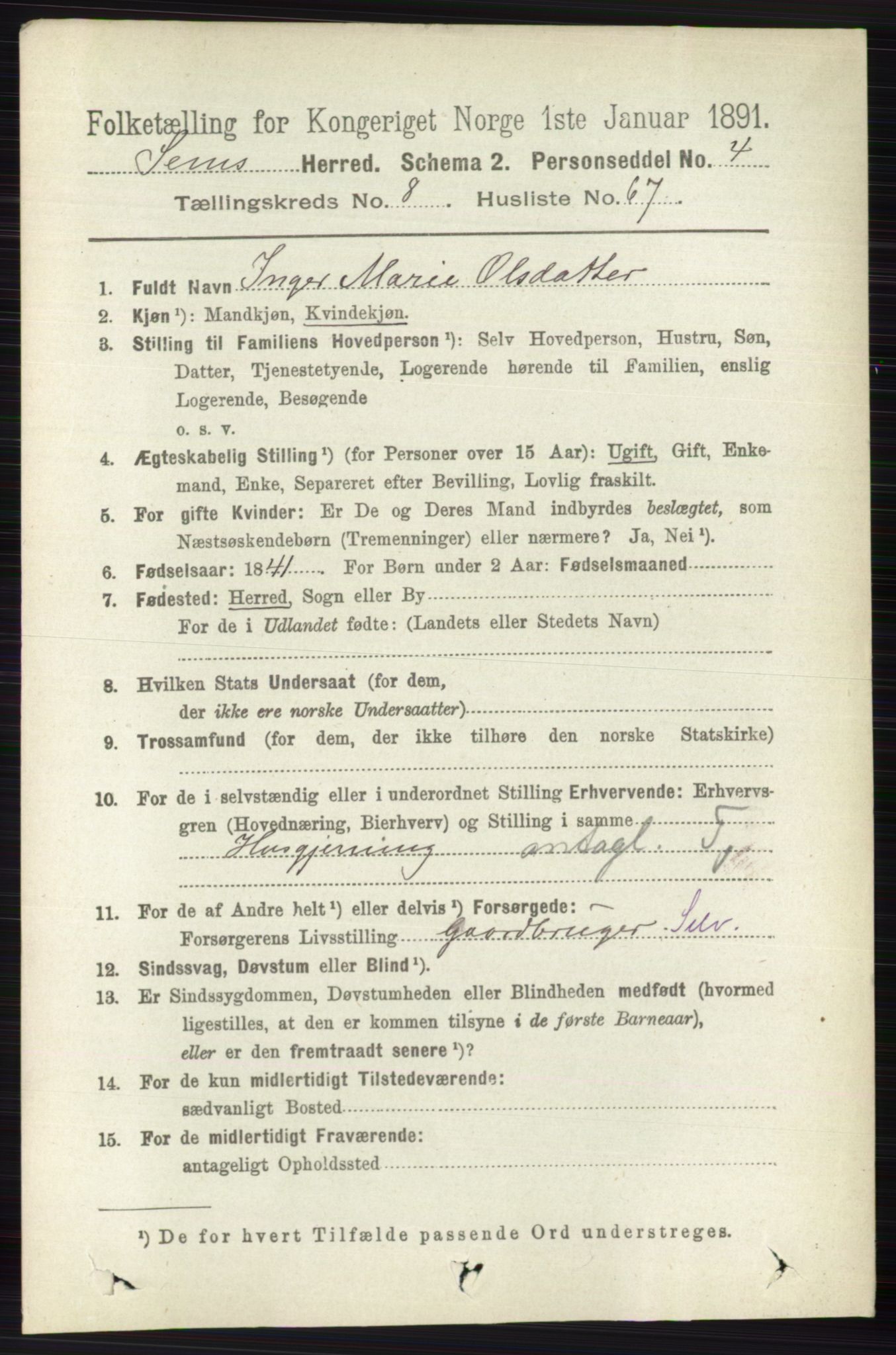 RA, 1891 census for 0721 Sem, 1891, p. 4151