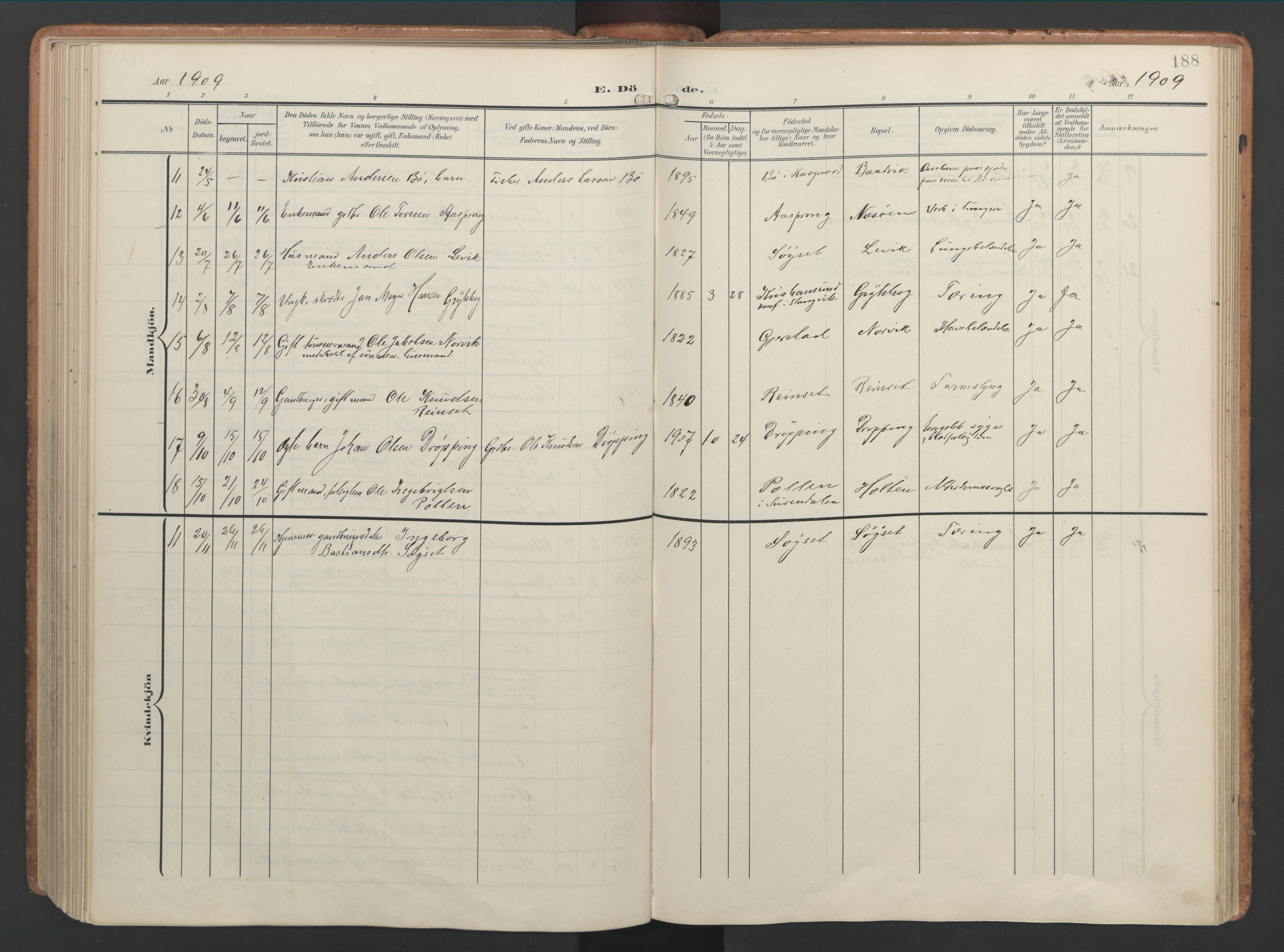 Ministerialprotokoller, klokkerbøker og fødselsregistre - Møre og Romsdal, AV/SAT-A-1454/592/L1030: Parish register (official) no. 592A08, 1901-1925, p. 188