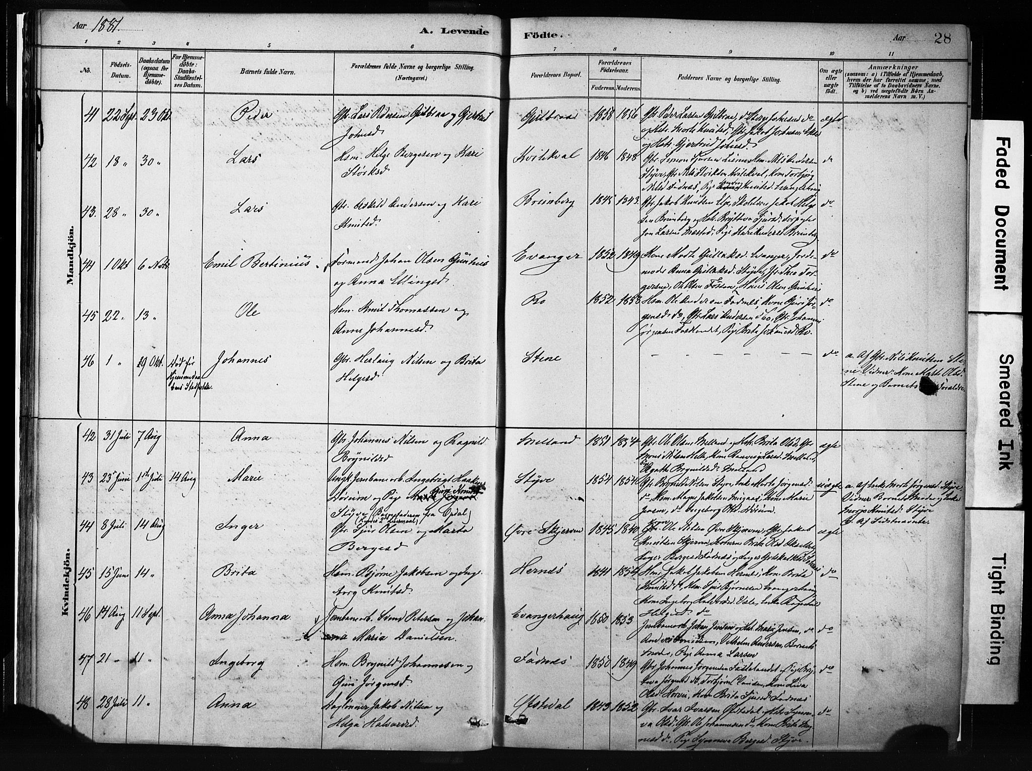 Evanger sokneprestembete, AV/SAB-A-99924: Parish register (official) no. A 1, 1877-1899, p. 28