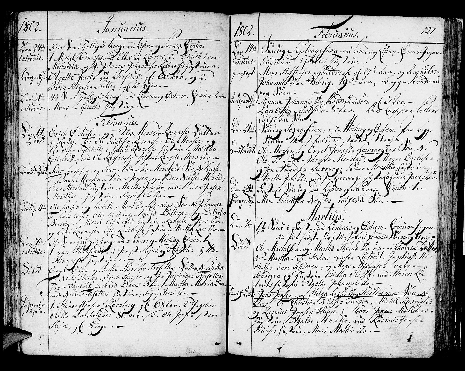 Lindås Sokneprestembete, AV/SAB-A-76701/H/Haa/Haaa/L0005: Parish register (official) no. A 5, 1791-1813, p. 127